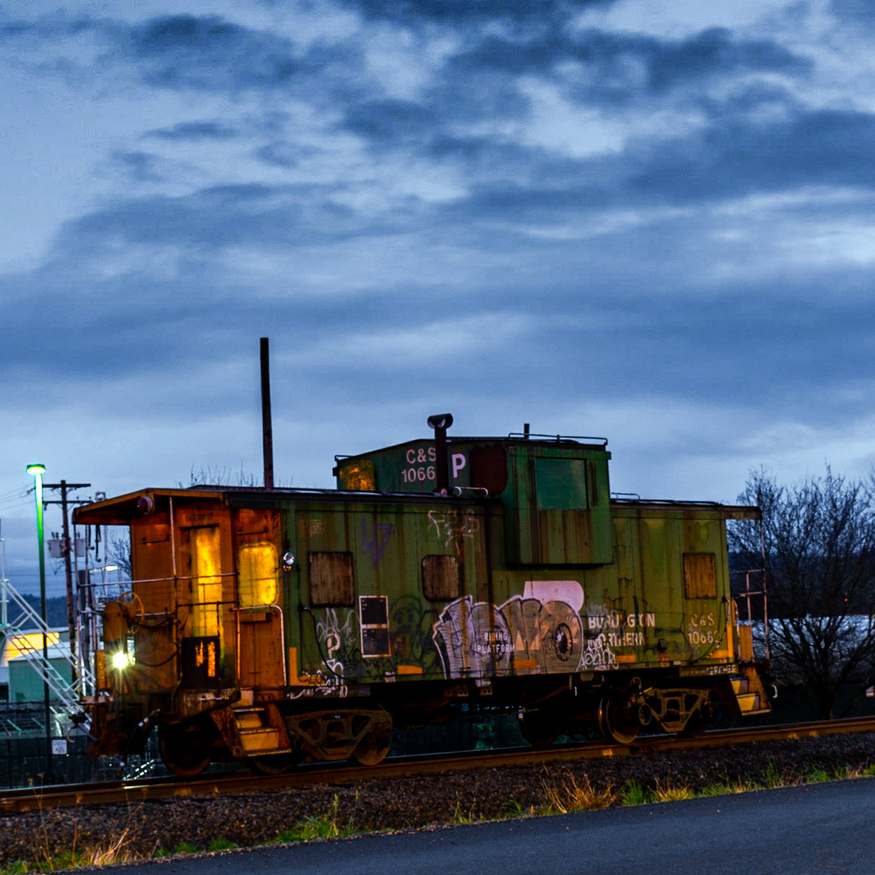 February 14. Sunset Caboose.  Washougal, Washington, United States