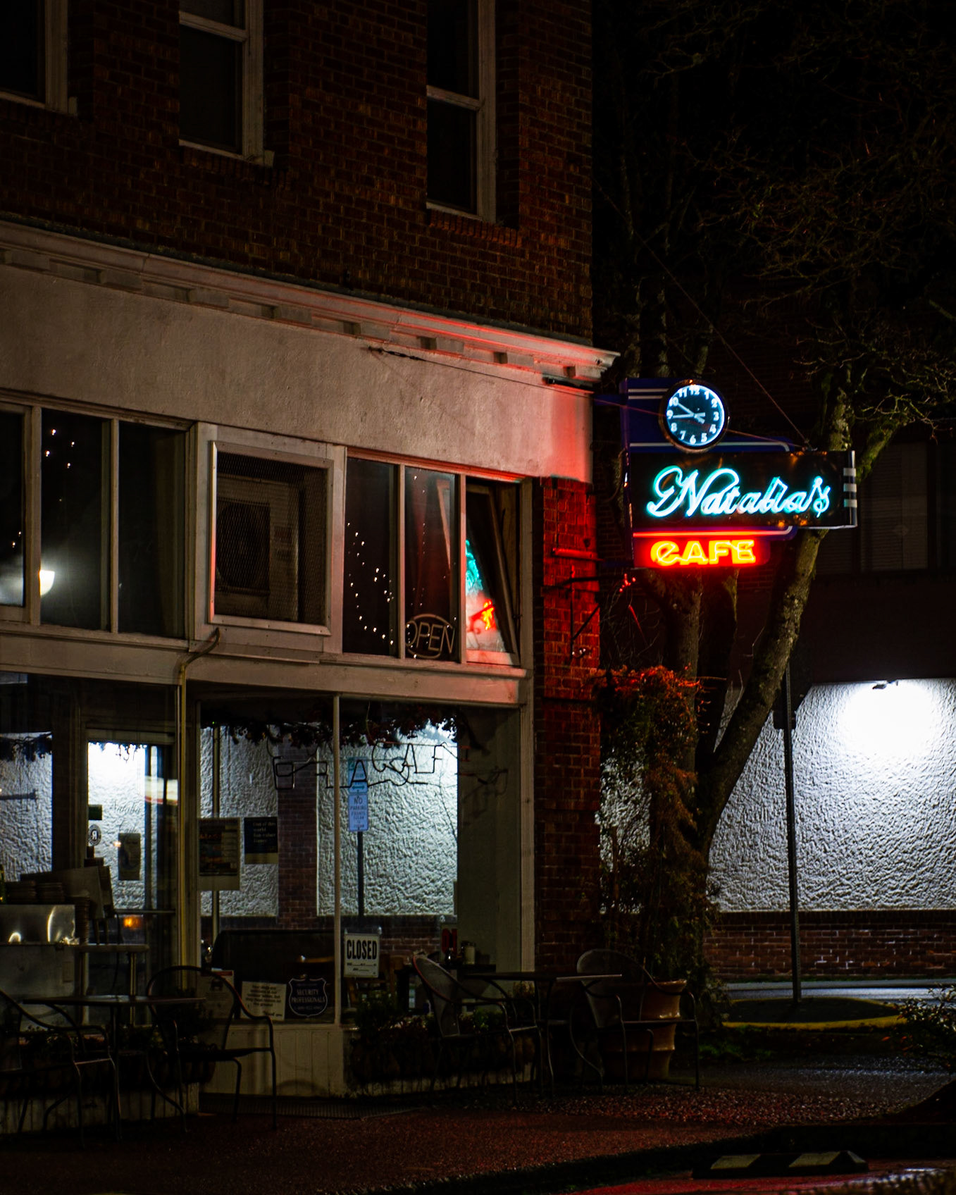 January 21. Downtown at night.   Natalia's Care, Camas, Washington United States