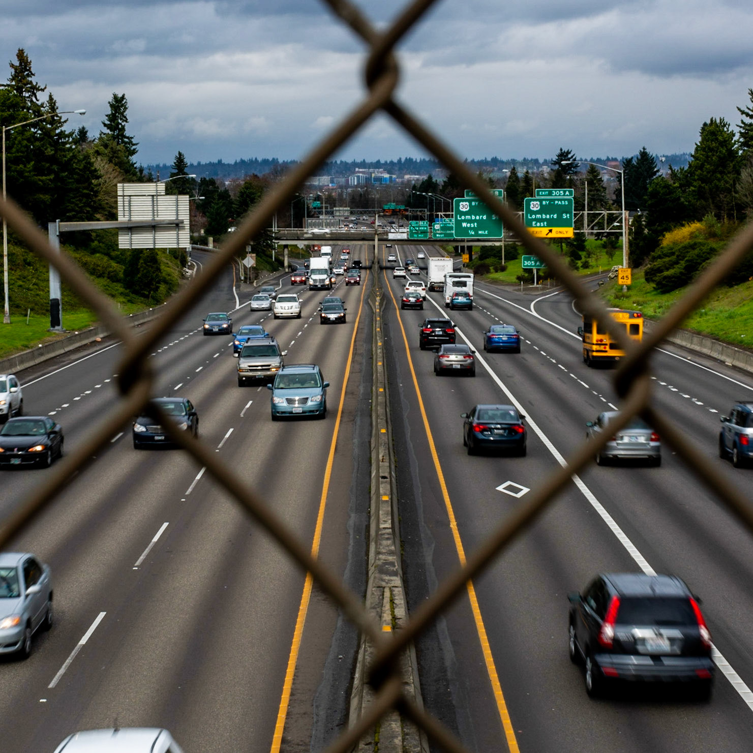 March 7.  Northbound Traffic.  Bryant Street Bridge over Interstate 5, Portland, Oregon, United States