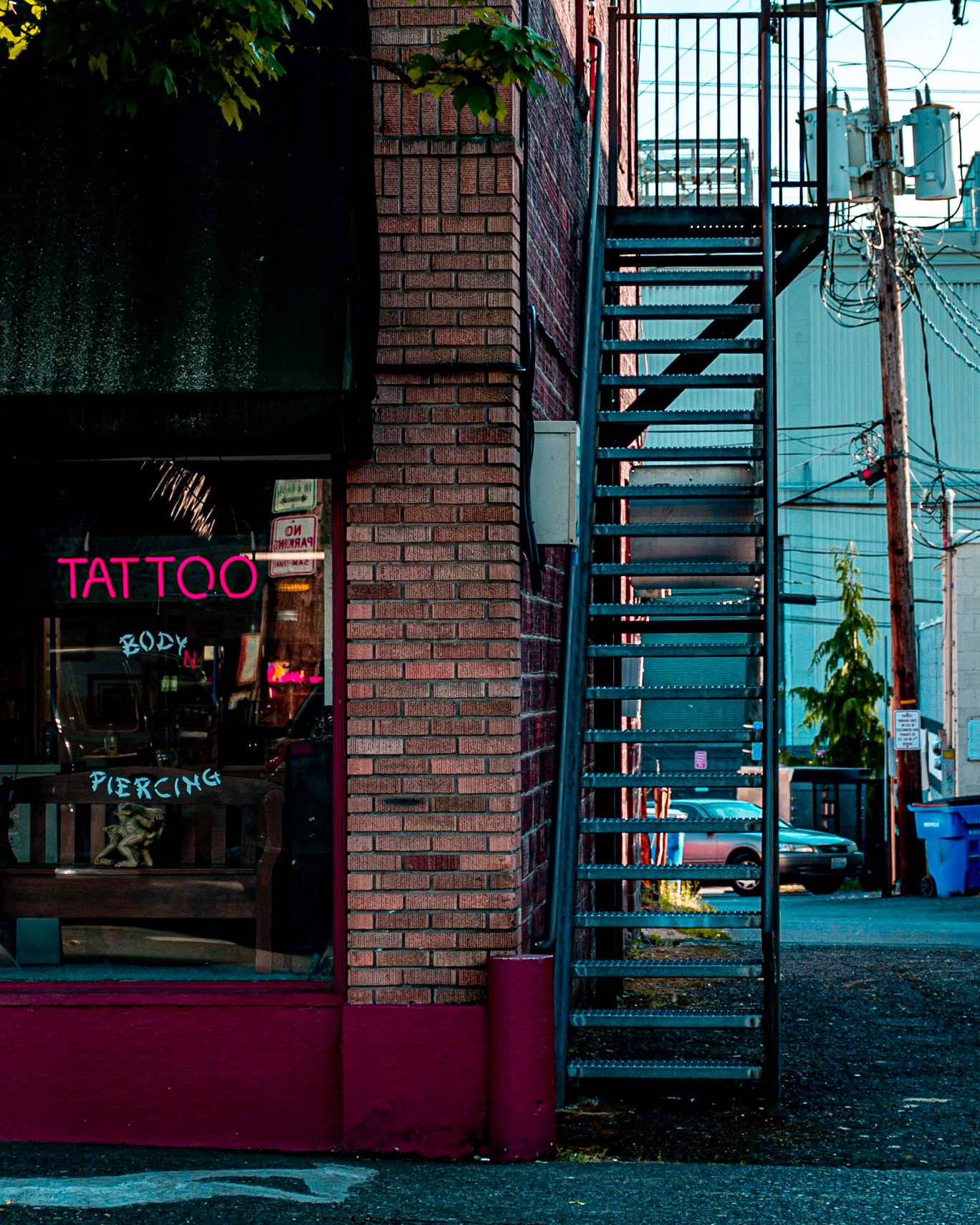 June 25. Tattoo Stairs.  Painless Ric's Tattoos, Camas, Washington, United States