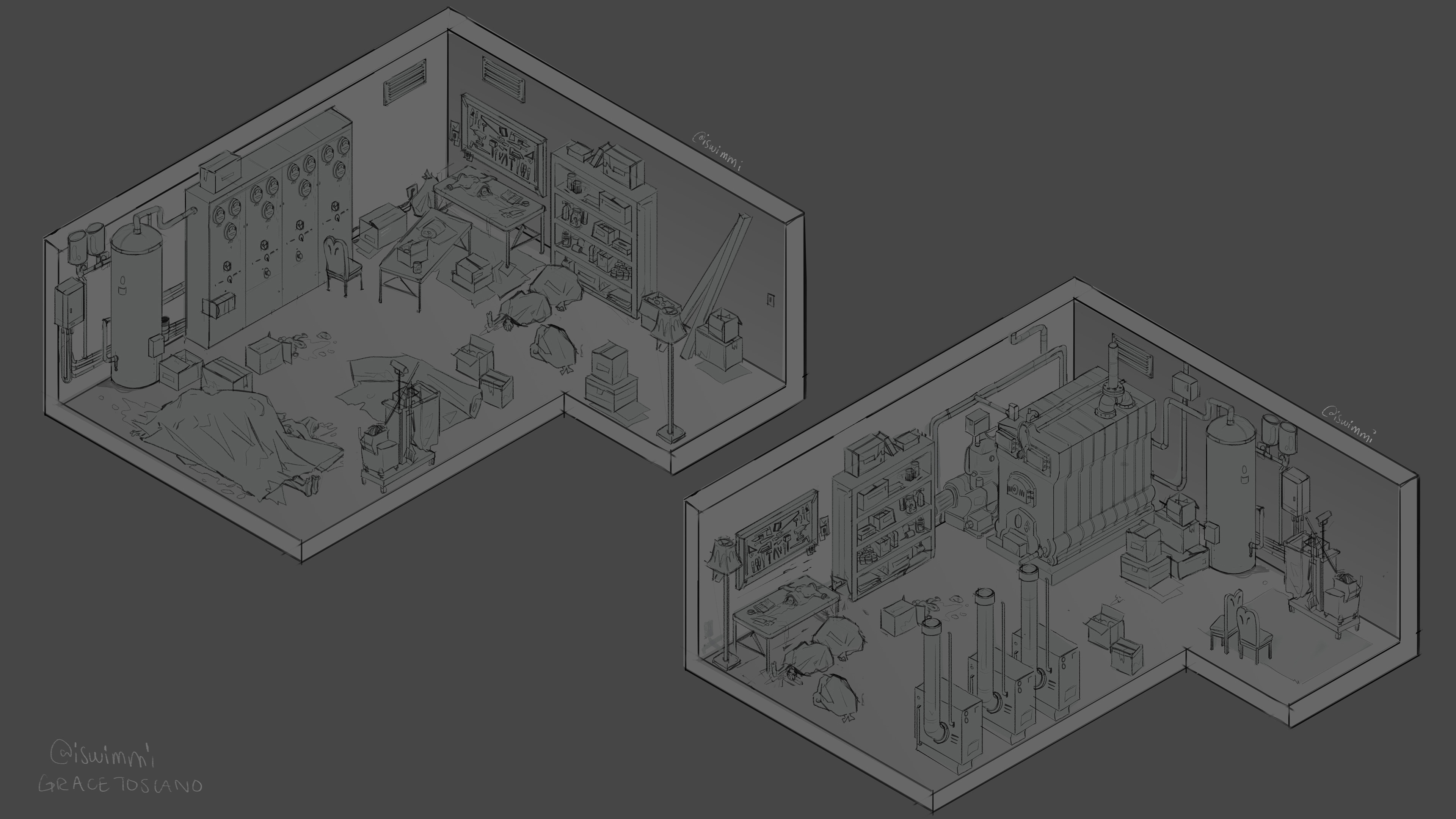 Hotel Basement Sketches