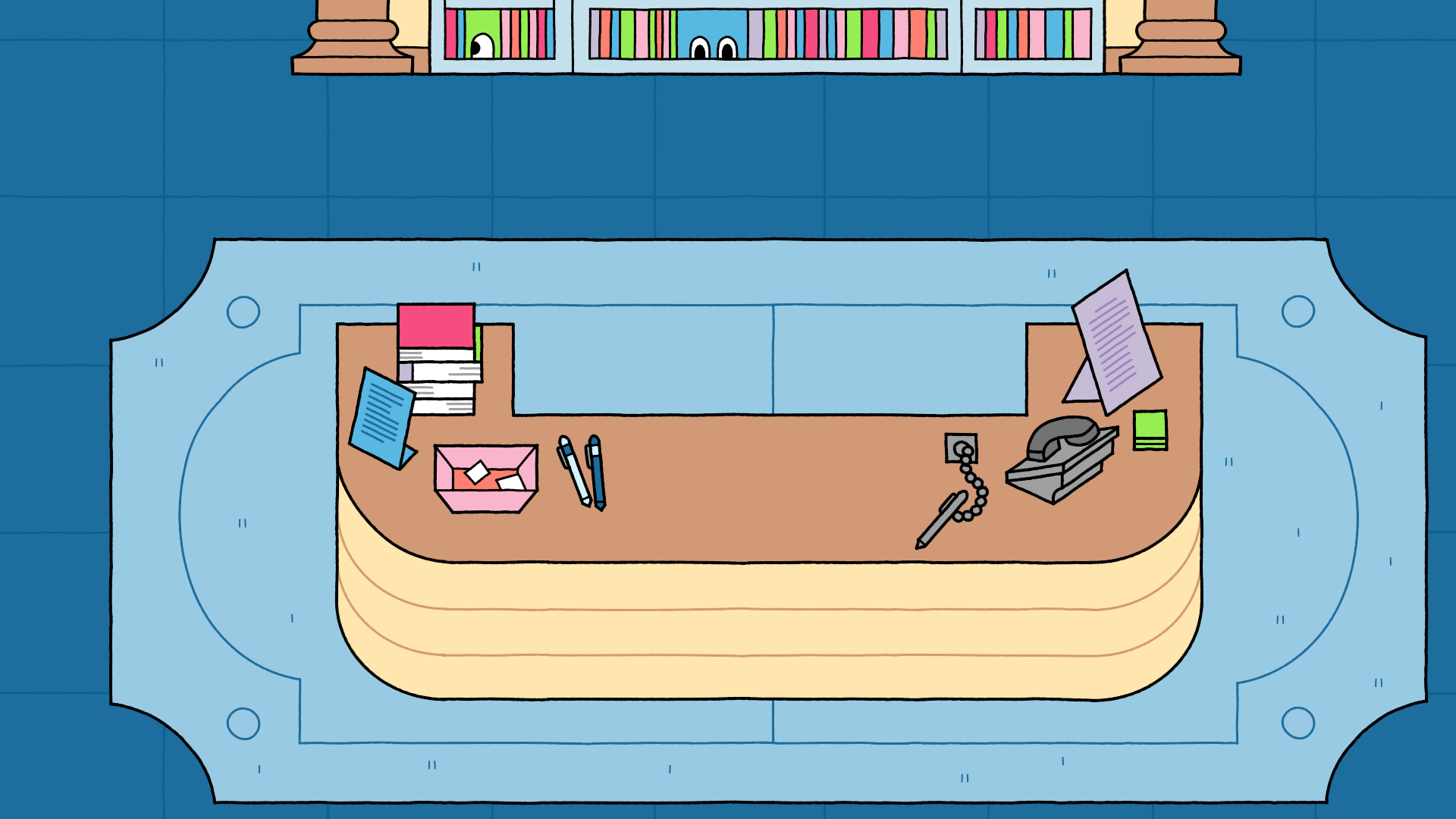 Library Front Desk - Background cleanup, designed by Augenblick Studios