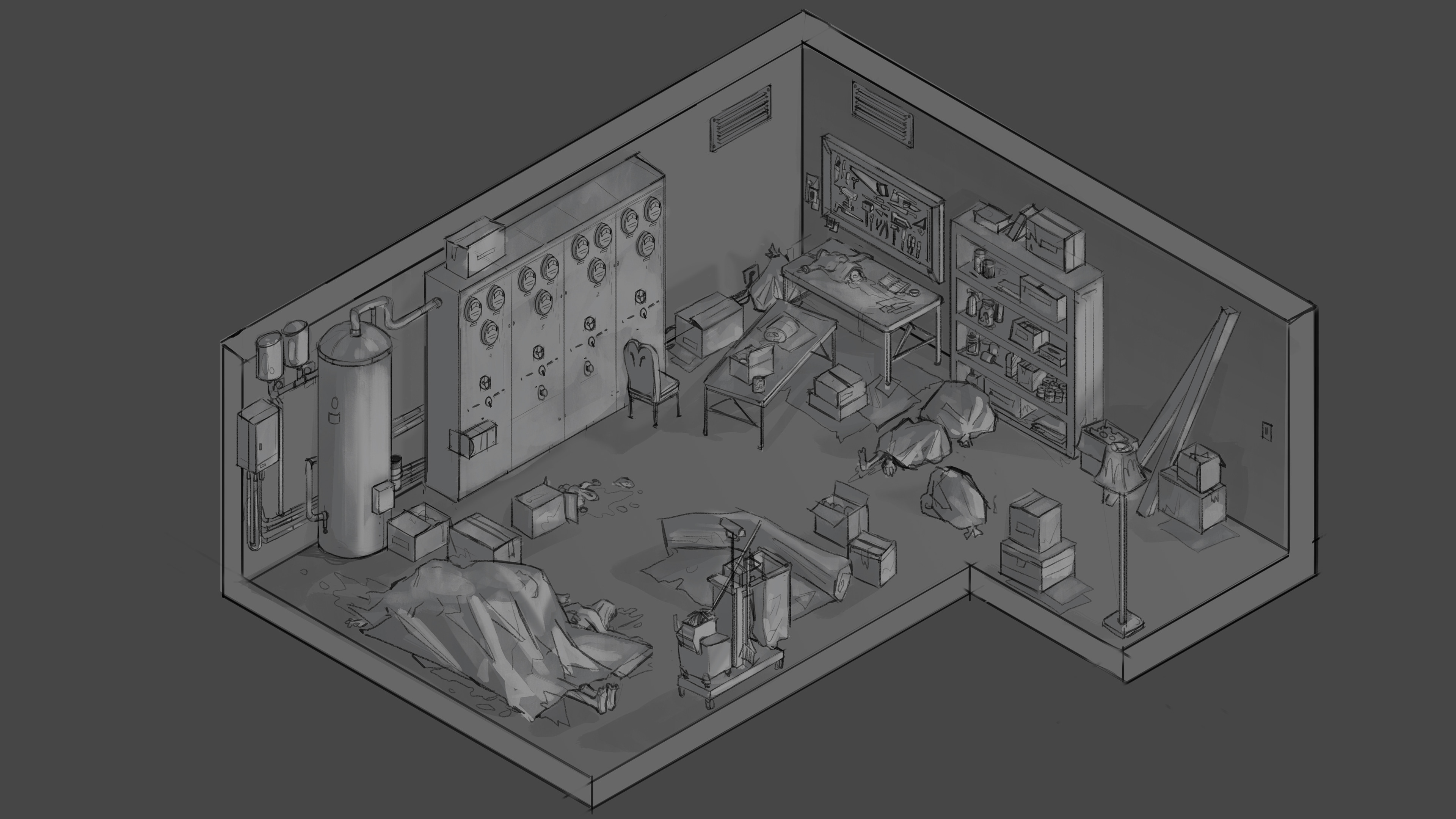 Hotel Basement Sketches 2