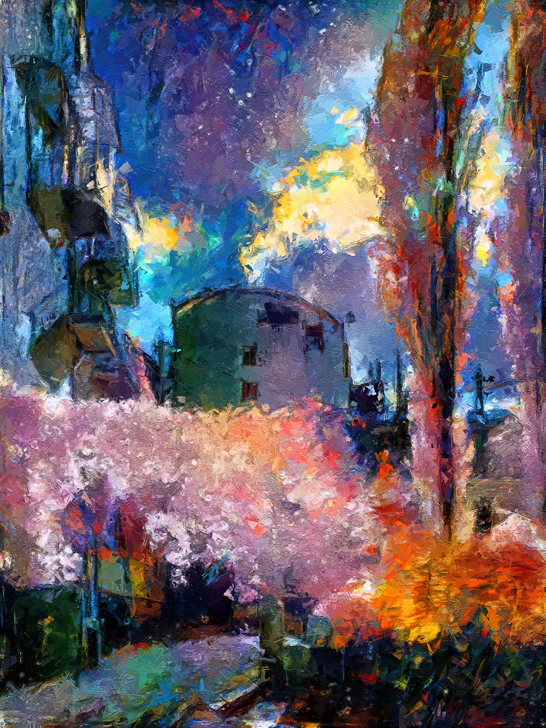 Kyiv courtyard, Kyiv, Ukraine. From the "Infrared World" series. The author's infrared photograph was transformed with the help of a neural network, then significantly improved in a graphics editor.