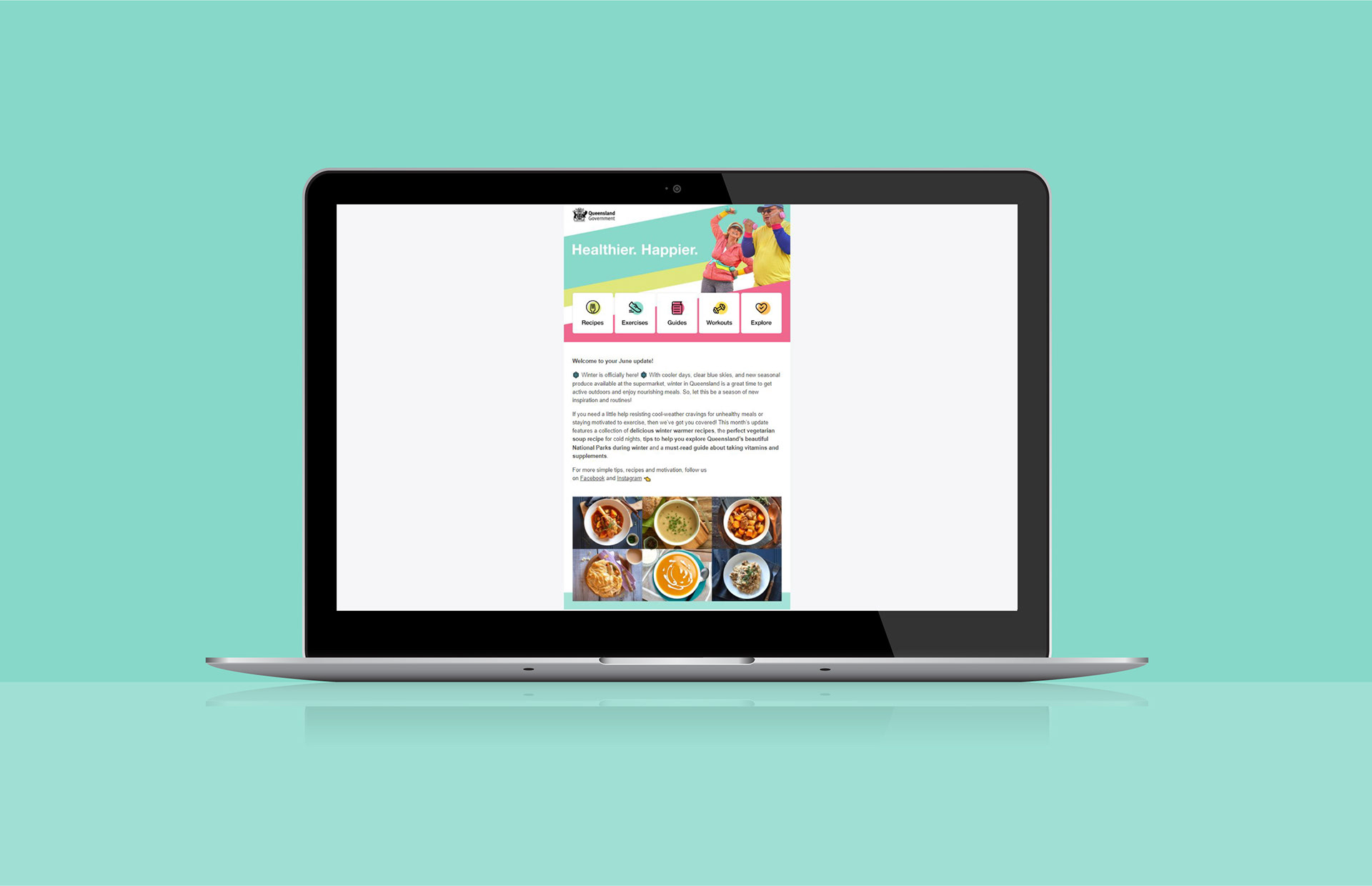 Image showing Healthier. Happier. email newsletter on a laptop