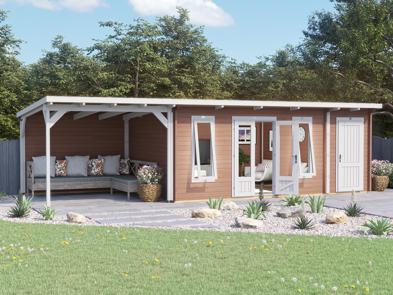 Painted Log Cabin+Gazebo+Shed