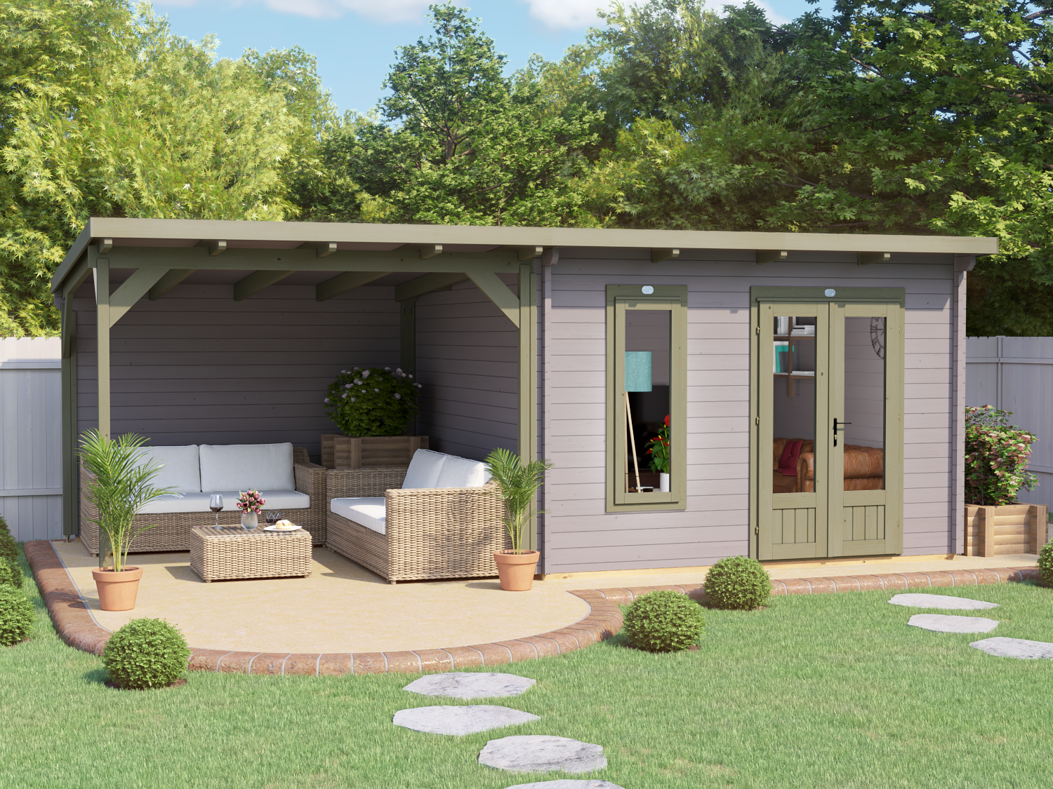 Painted Log Cabin+Gazebo