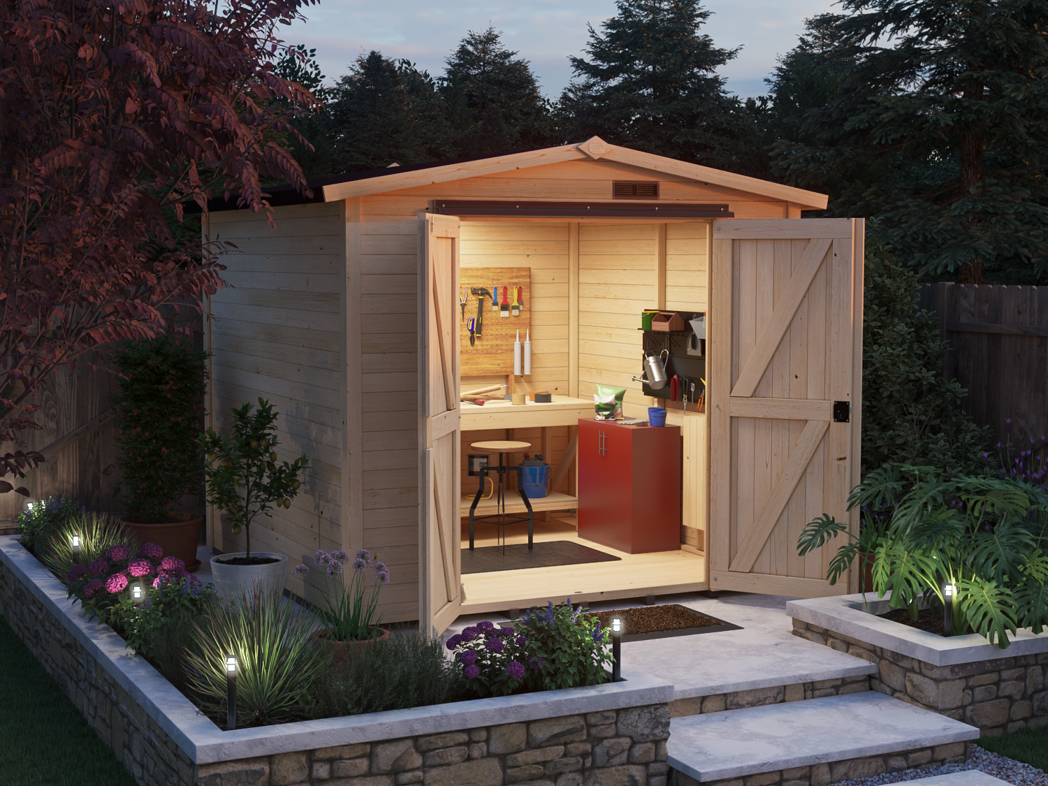 Workshop Shed Apex Night Time