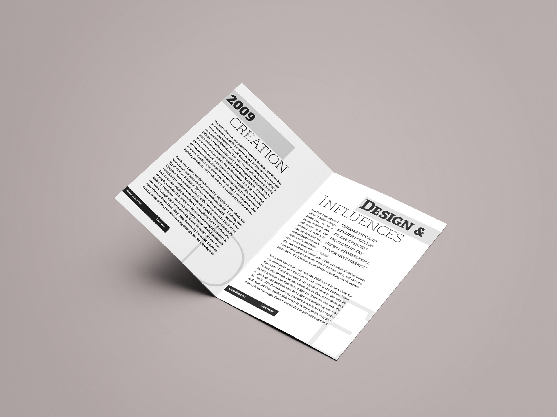 ©Emily Schopfer | Typeface Spread created in Adobe InDesign