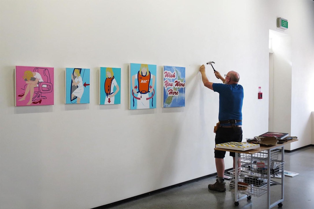 Works being installed at the Academy of Fine Arts Wellington 2021