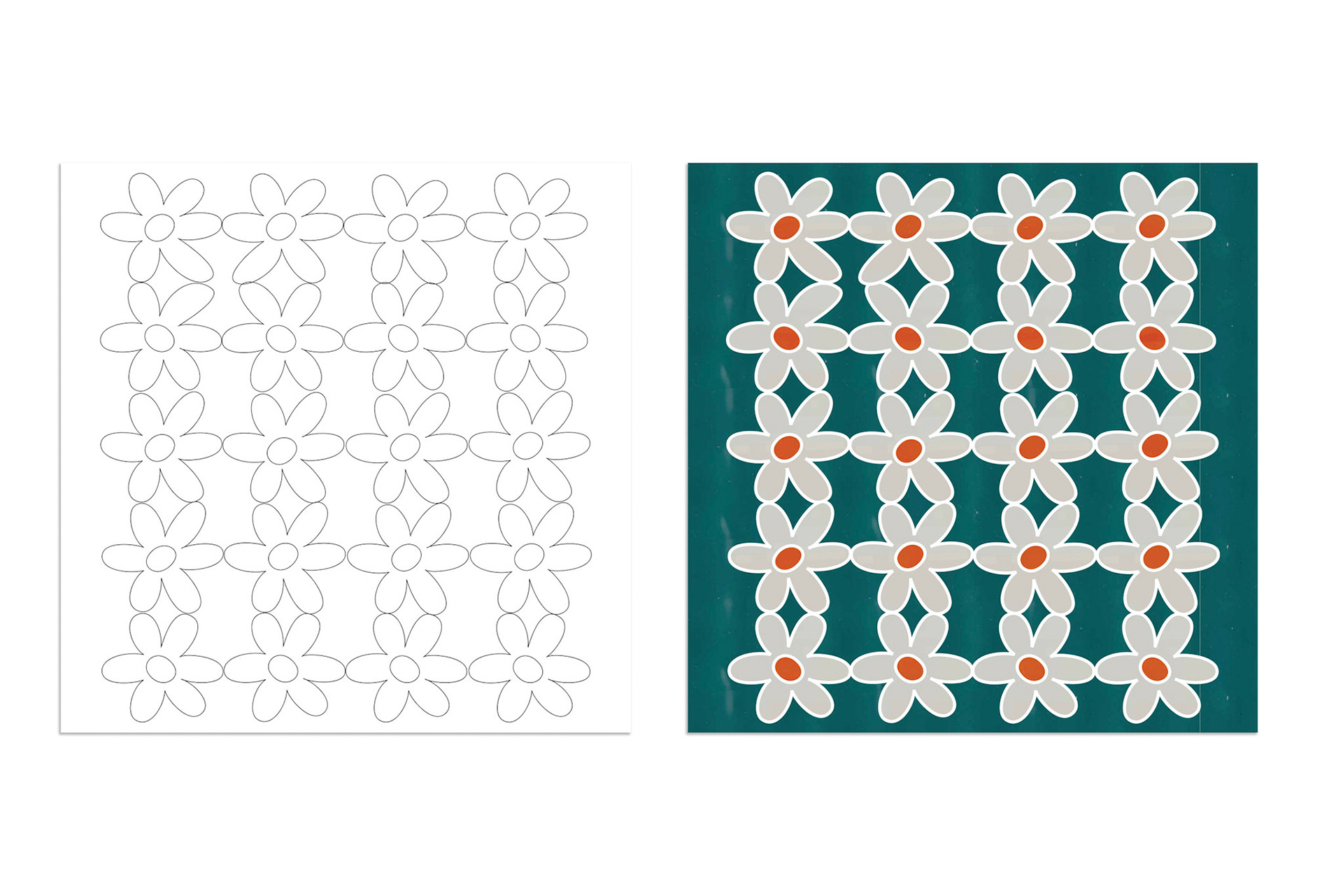 12" x 12" Daisies for glass mosaic