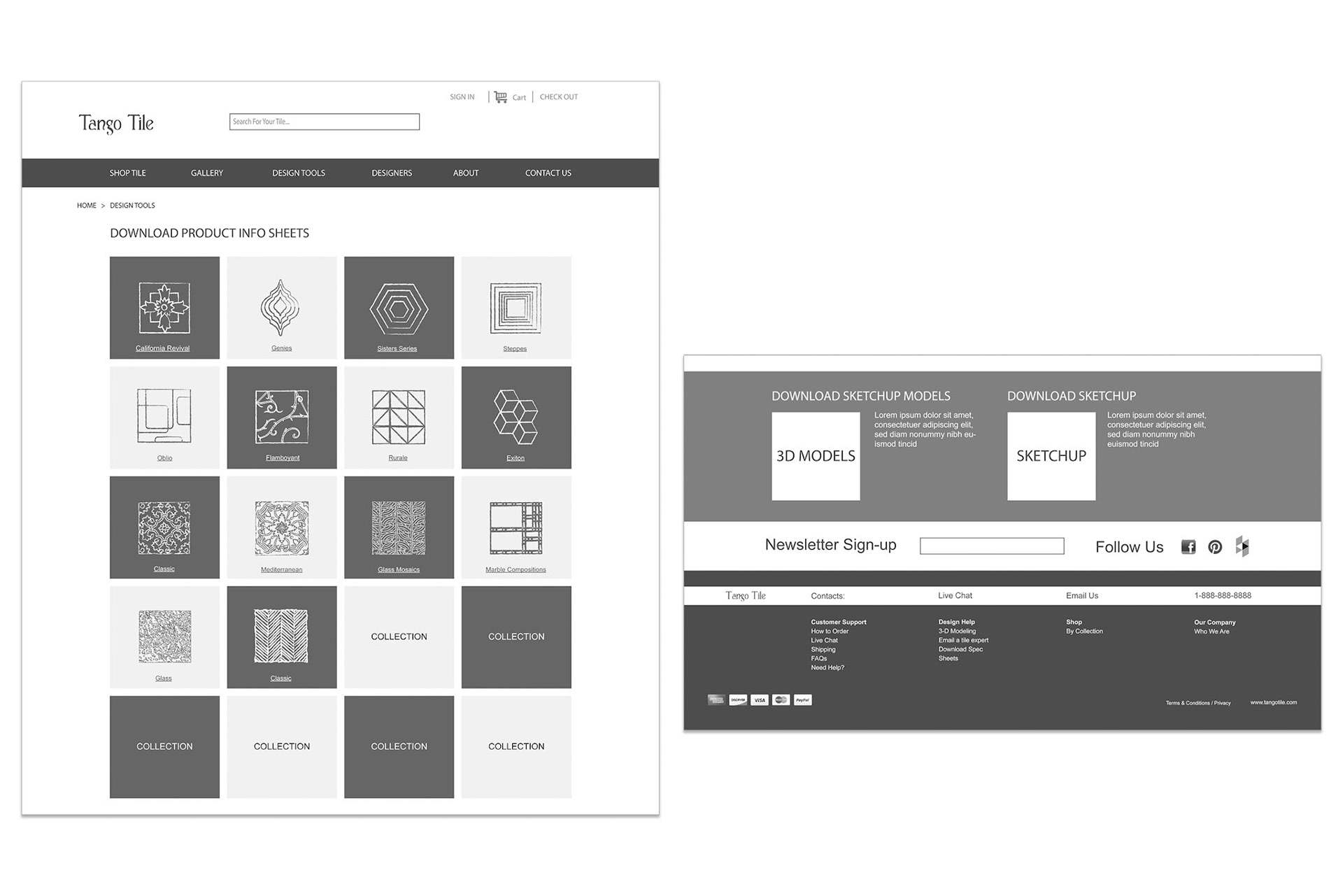 Design Tools Page Wireframe
