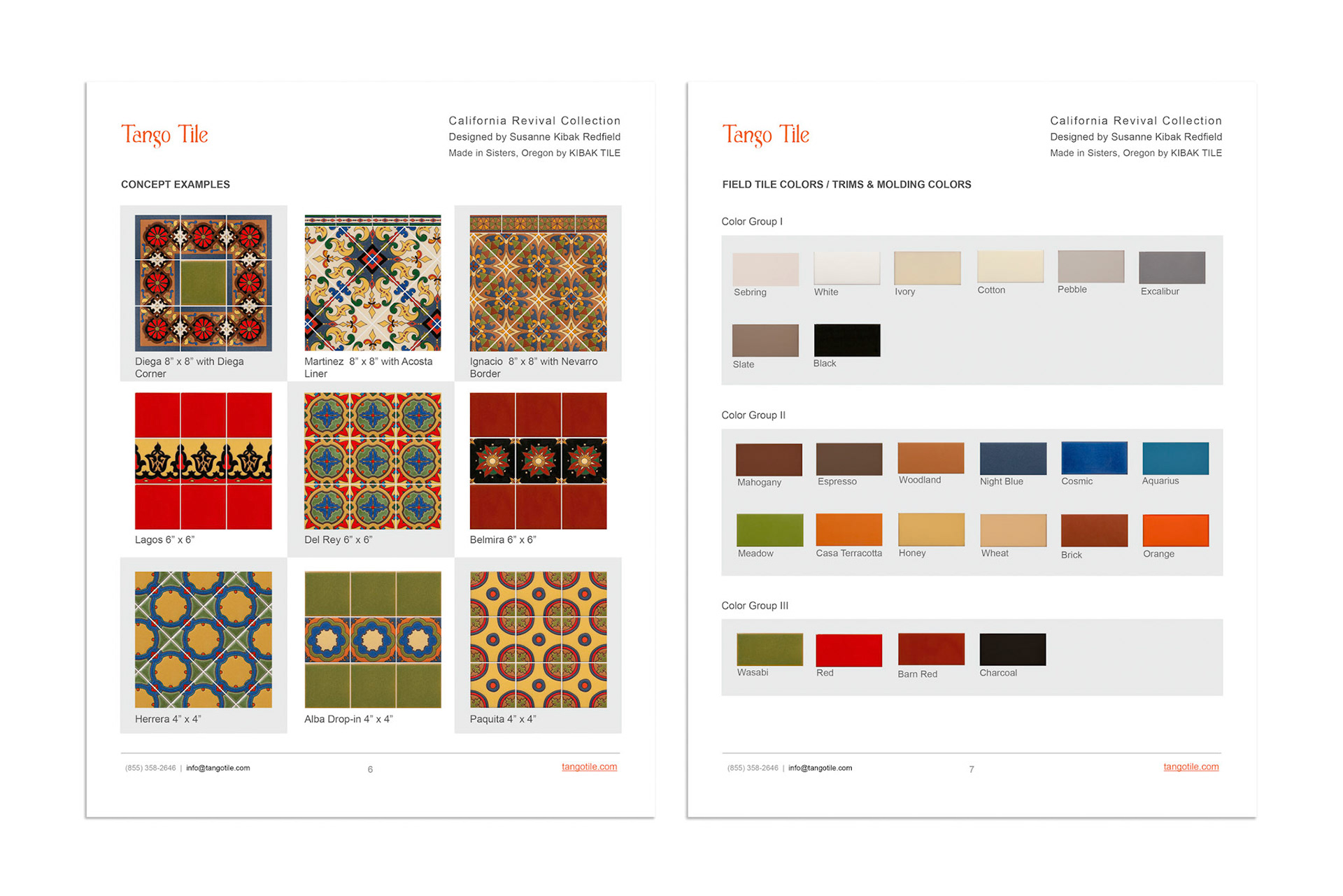 From California Revival Collection info Sheets