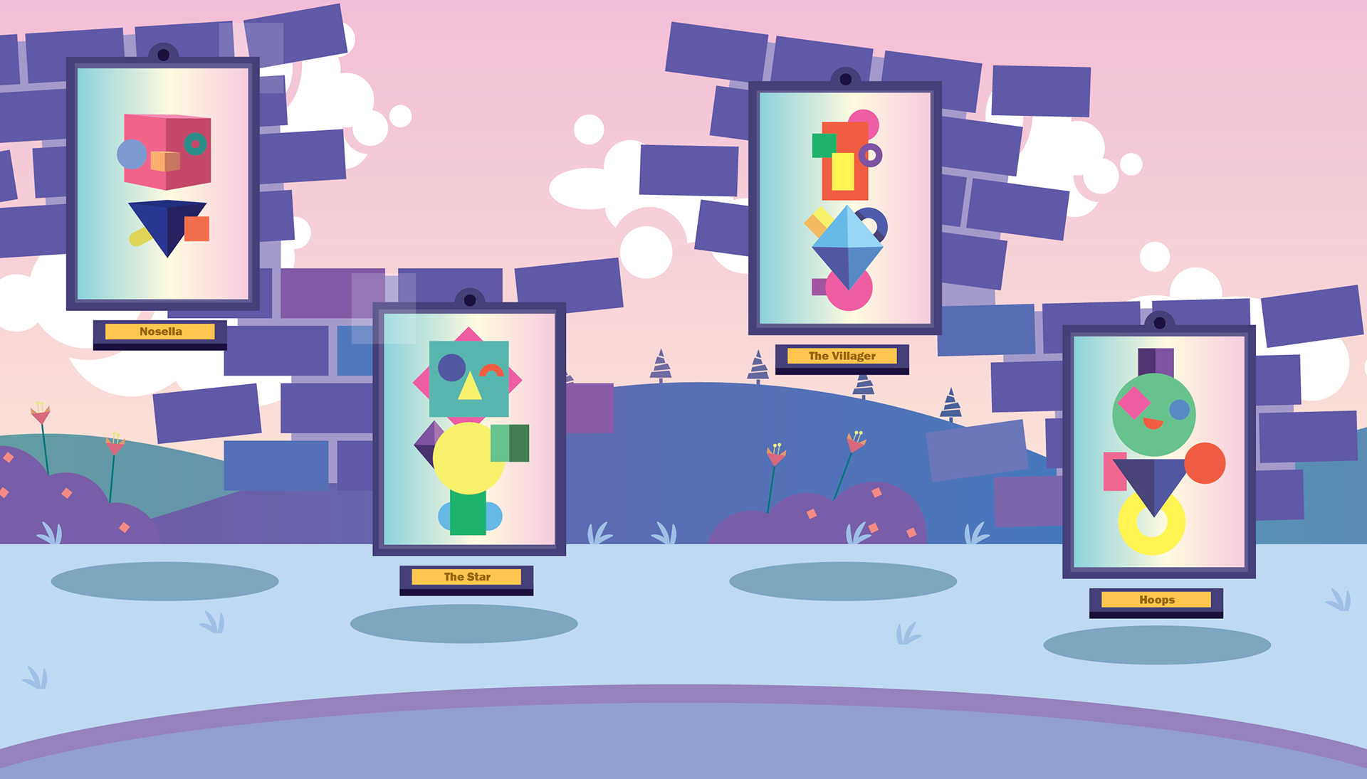 Concept art for the gallery. Originally we imagined it would be a portrait gallery, it eventually evolved into a park with statues instead.