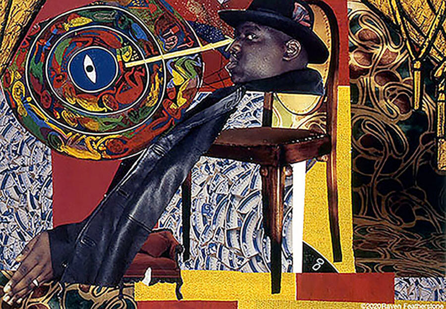 "An Eye for eye",  Collage and Printed digitally on canvas, 2020