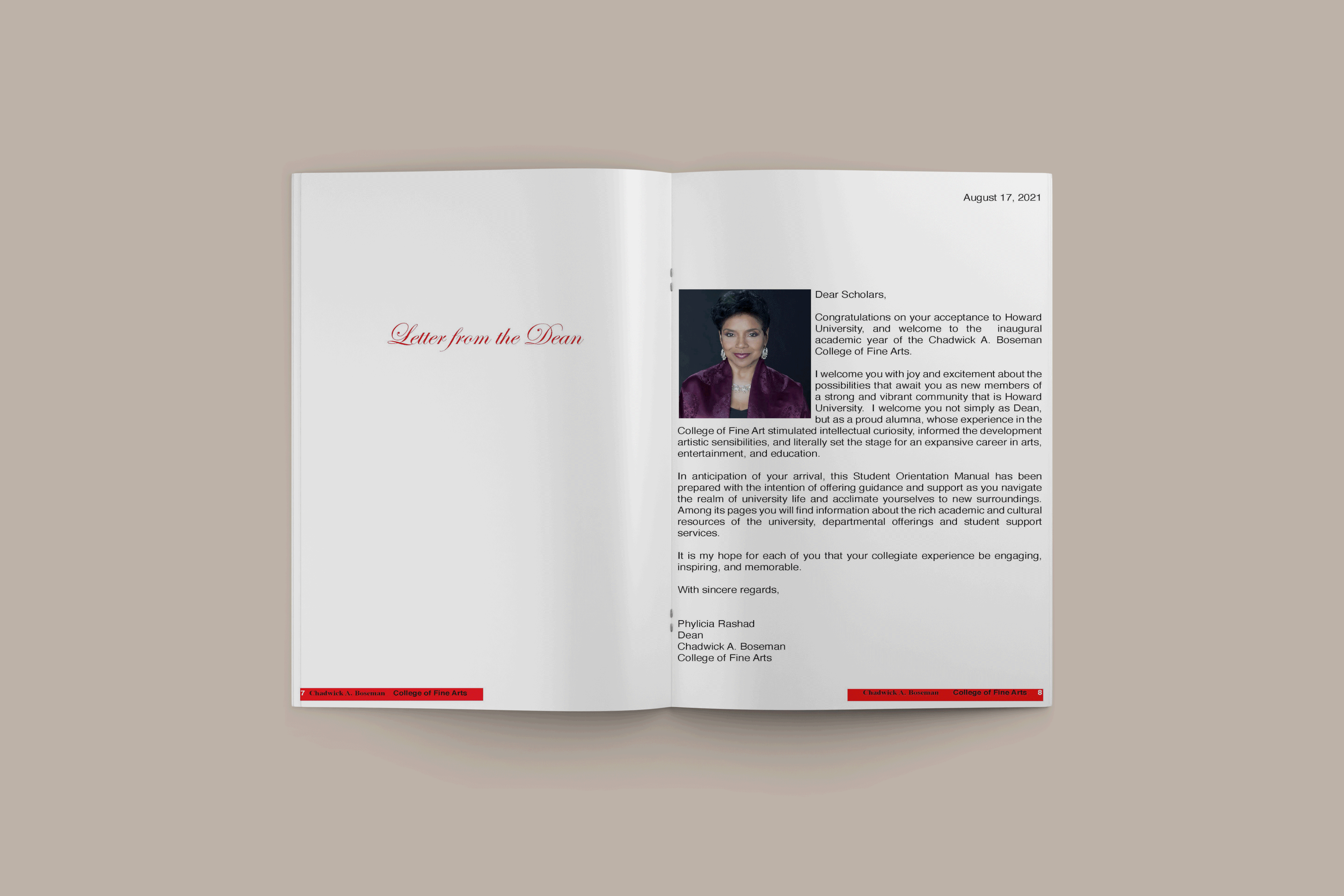 Howard University Chadwick A. Boseman College of Fine Arts: Double-side spread, 2021