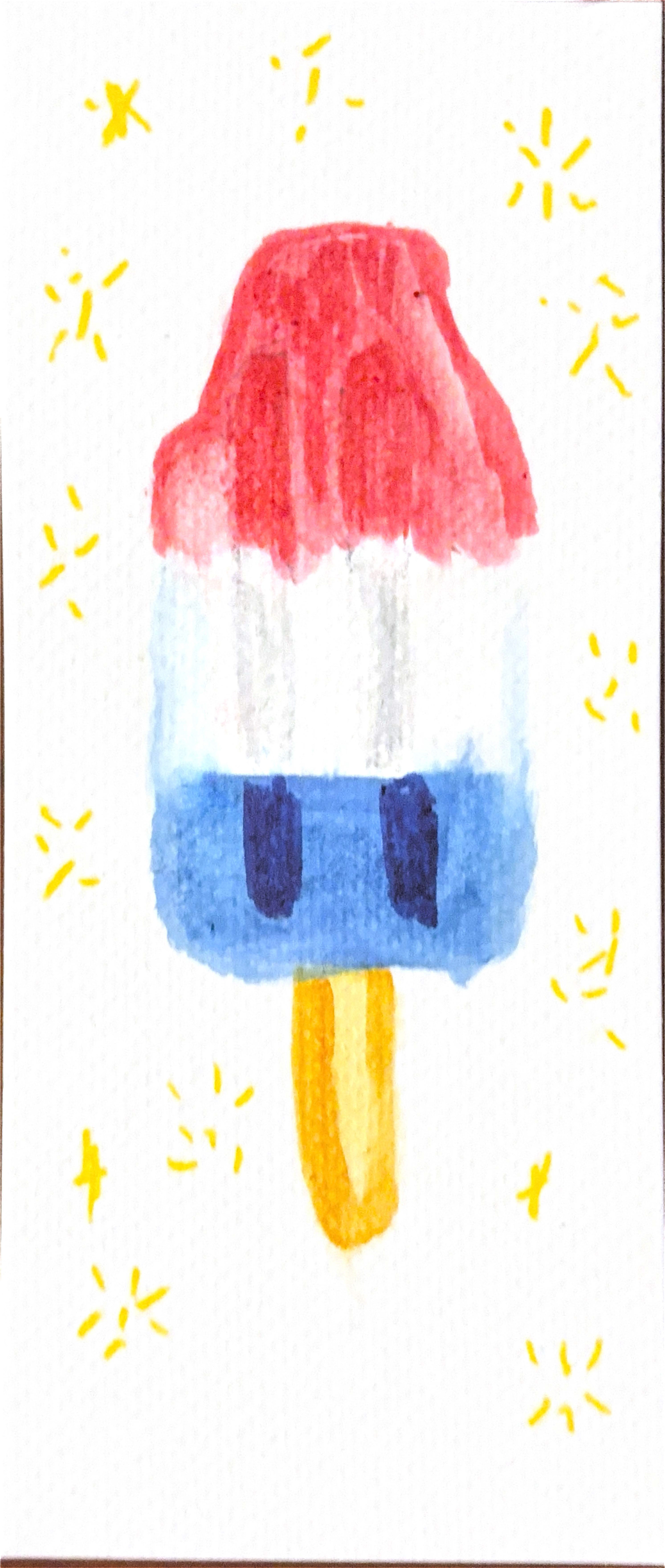 "Popsicle" watercolor on paper, 2026