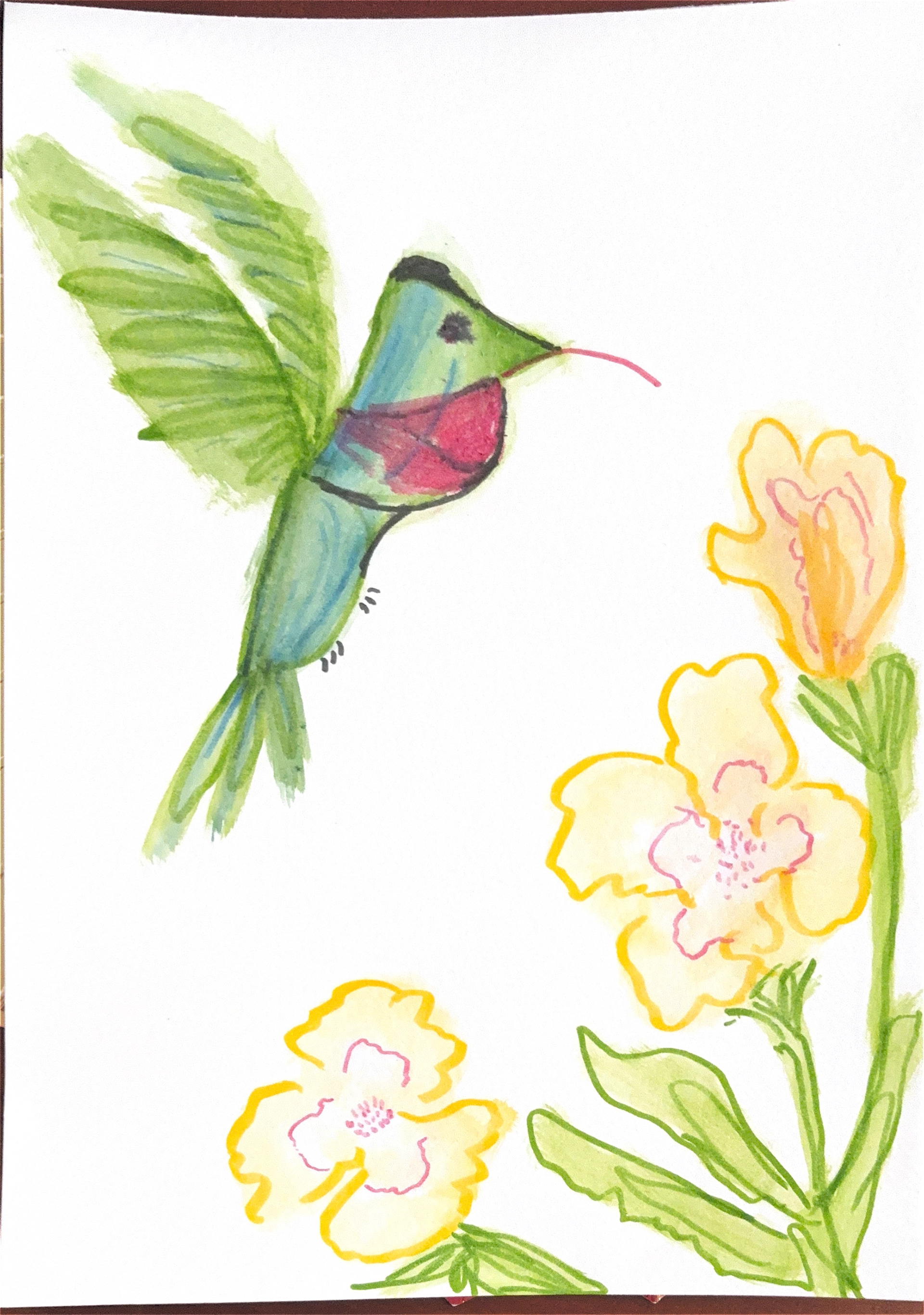 "Hummingbird" watercolor on paper, 2026