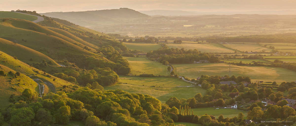 Setting sunlight over Sussex view