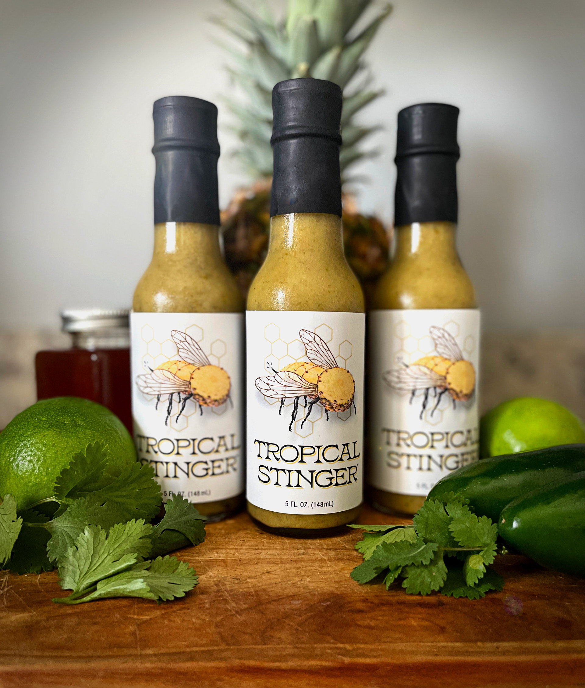 Labels on the bottles