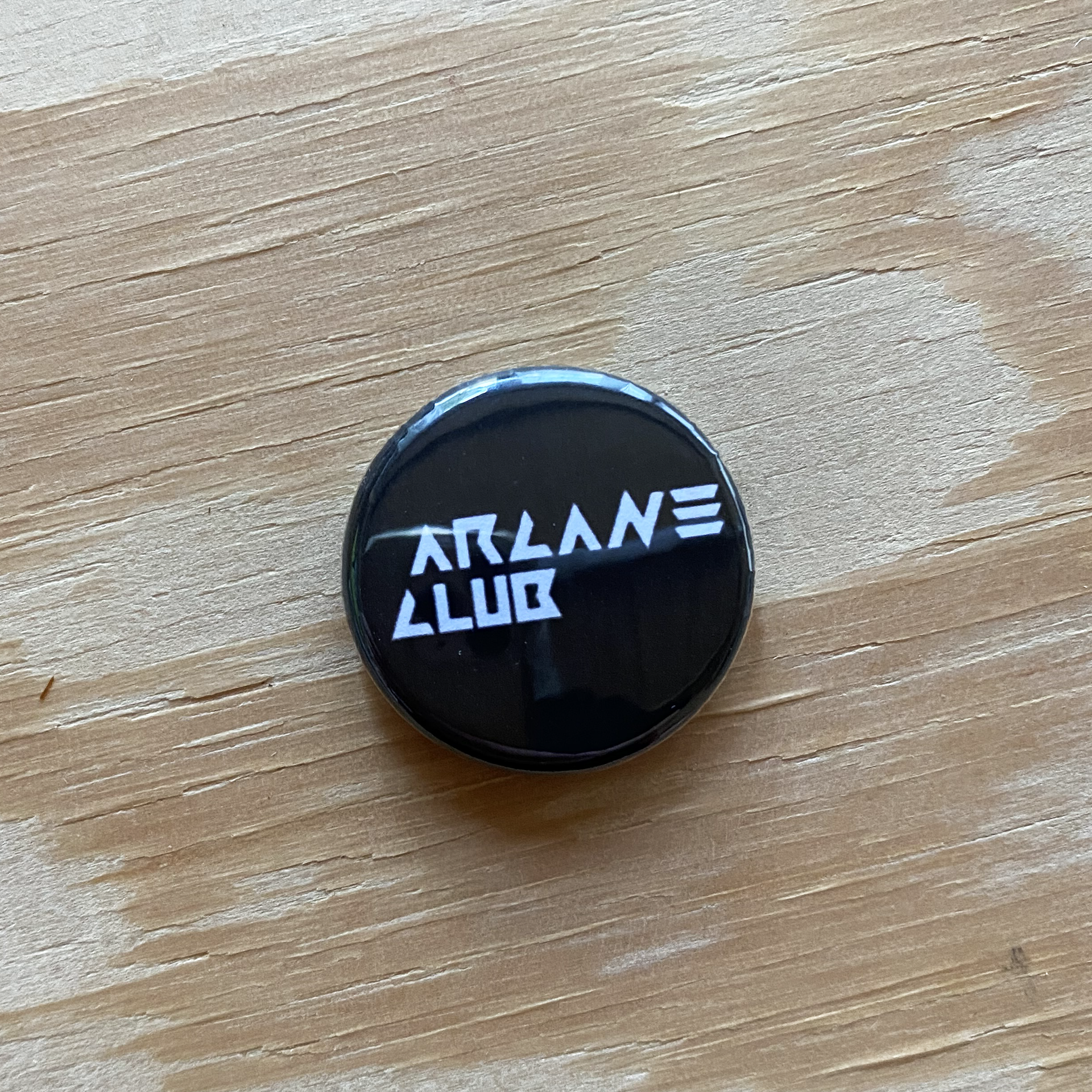 Arcane Club pin badge, collaborative project with artist Roy Brown