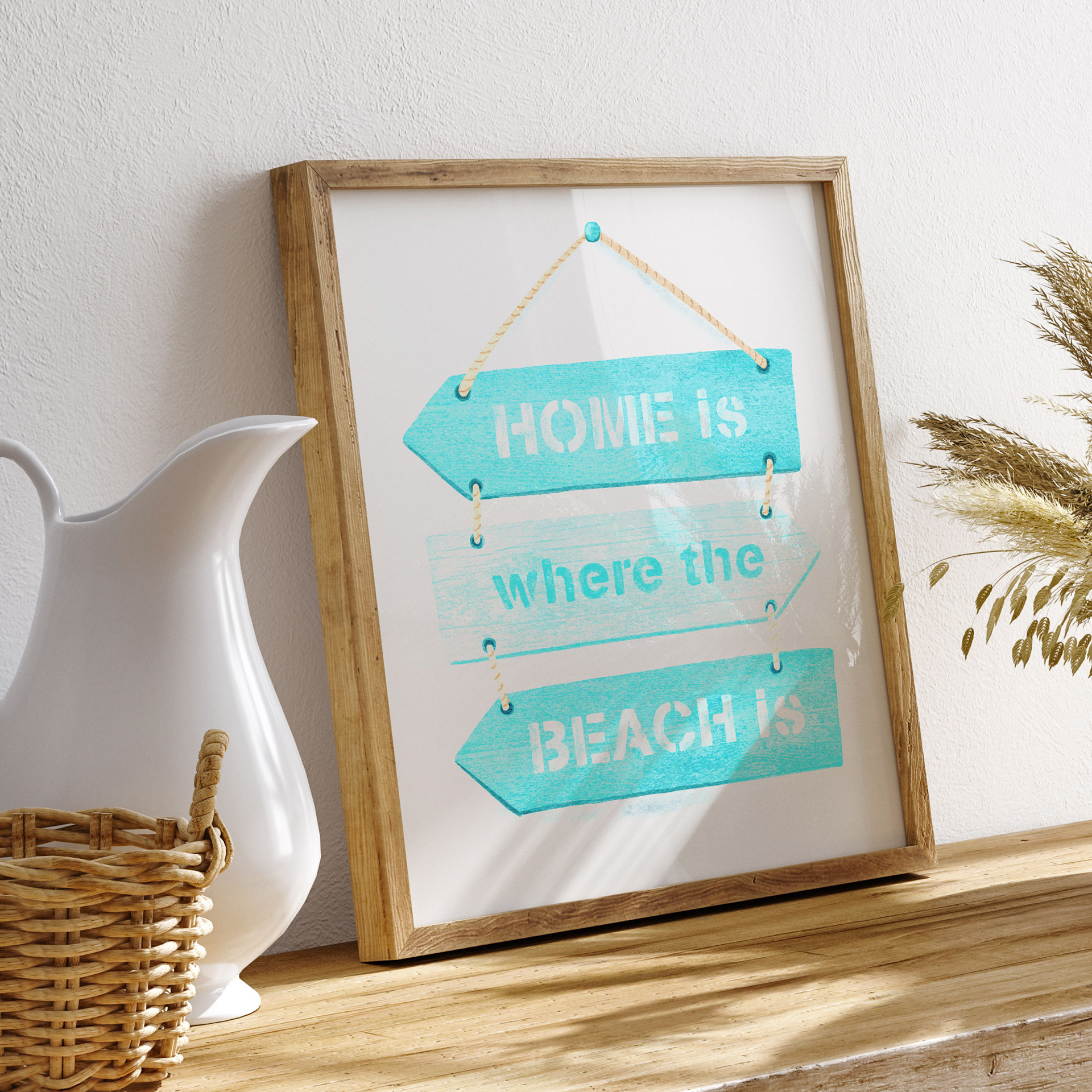 Home is where the beach is art print by Sarah Whittle Illustration, Cornwall