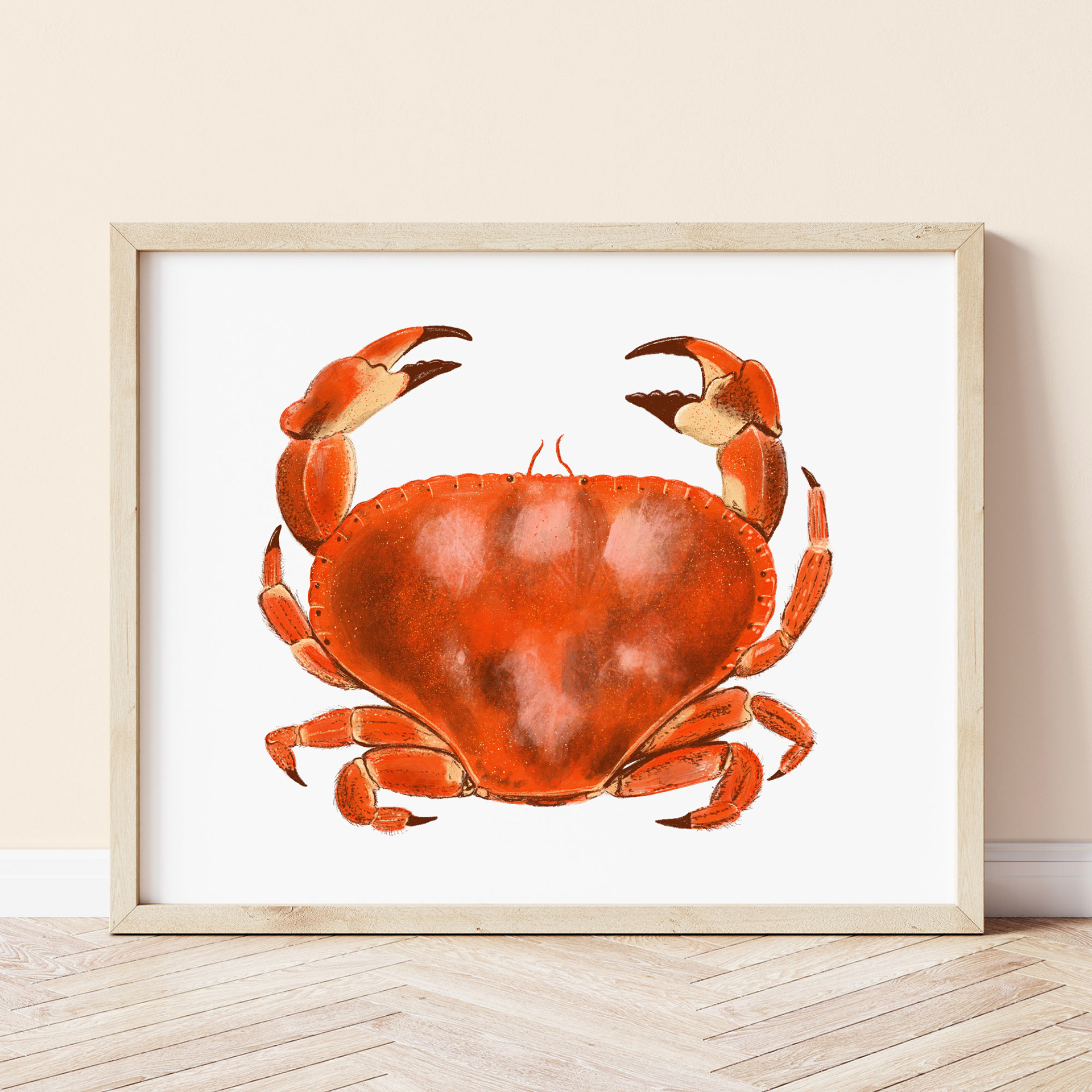 Red Crab Art Print by Sarah Whittle Illustration, Cornwall