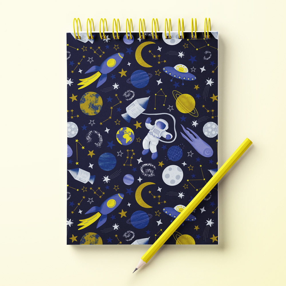 Space Surface Pattern Design by Sarah Whittle Illustration, Cornwall