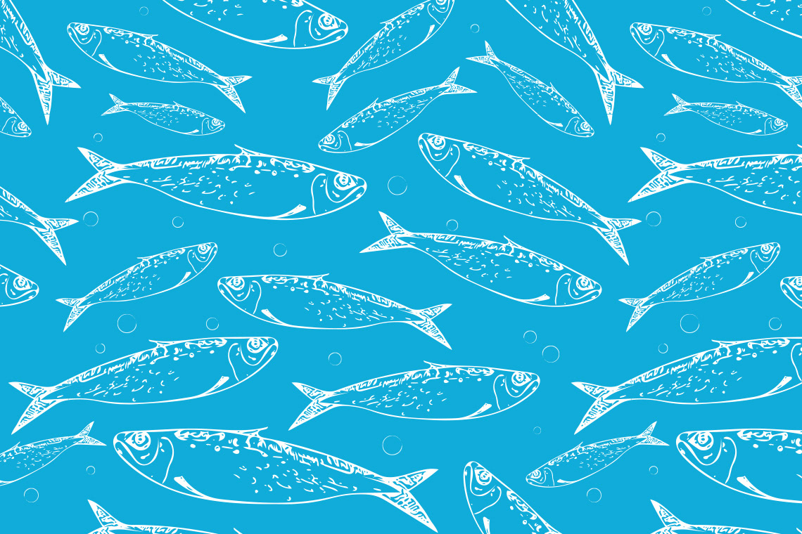  Mackerel Surface Pattern Design by Sarah Whittle Illustration, Cornwall