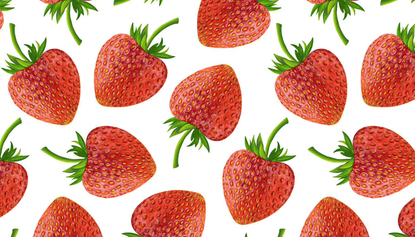Summer Strawberries Surface Pattern Design by Sarah Whittle Illustration, Cornwall