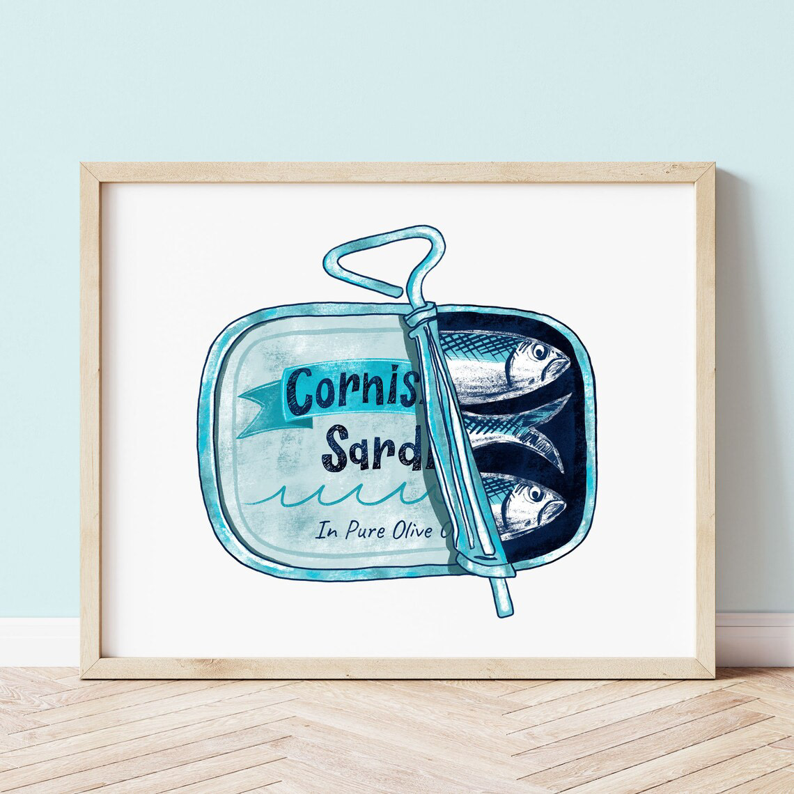 Cornish Sardines in a Tin Art Print by Sarah Whittle Illustration