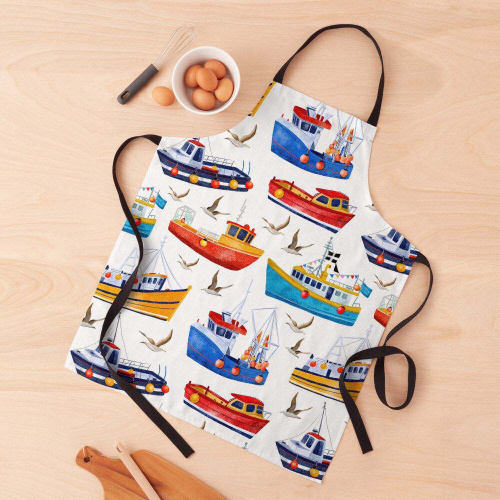 Cornish Fishing Boats Surface Pattern Design by Sarah Whittle Illustration, Cornwall