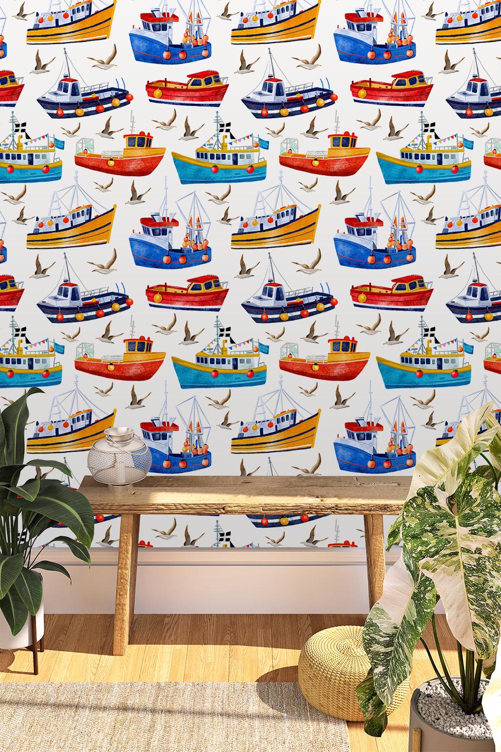 Cornish Fishing Boats Surface Pattern Design by Sarah Whittle Illustration, Cornwall