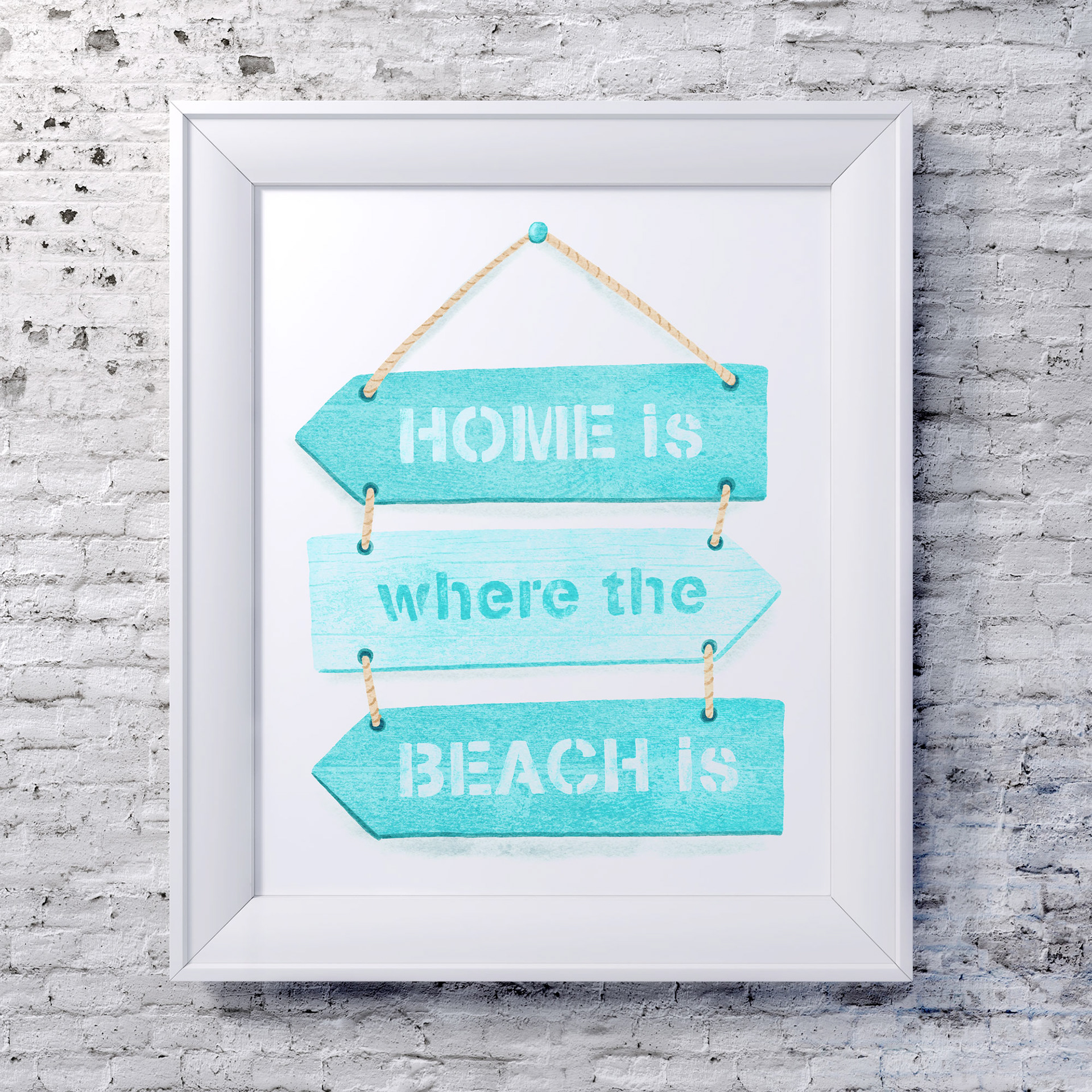 Home is where the beach is art print by Sarah Whittle Illustration, Cornwall