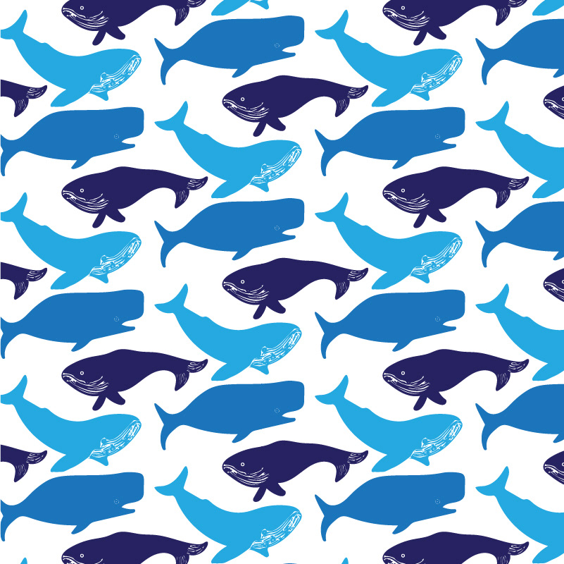 Whales Surface Pattern Design by Sarah Whittle Illustration, Cornwall