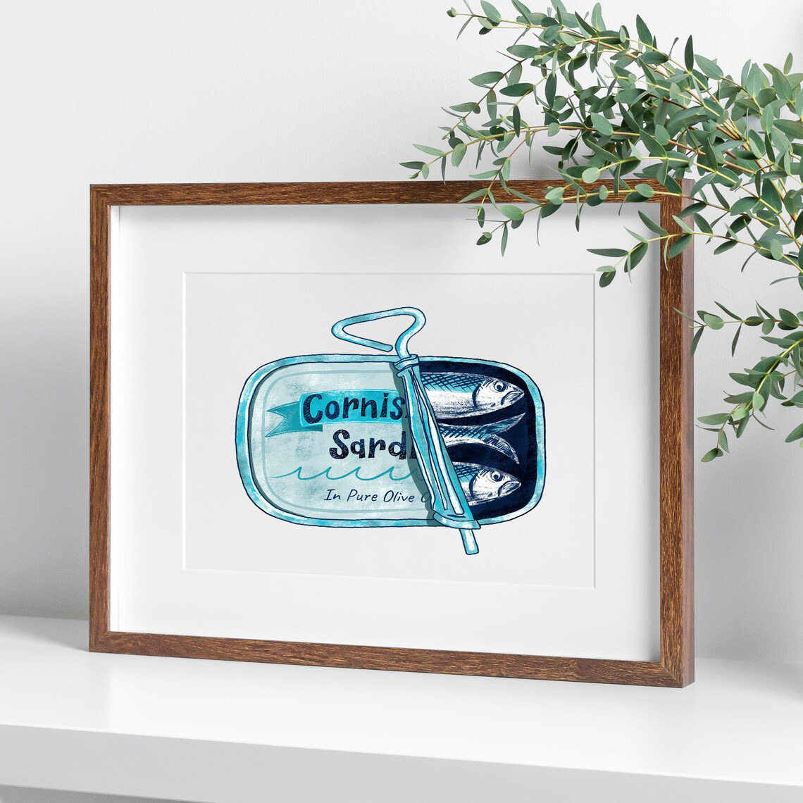 Cornish Sardines in a Tin Art Print by Sarah Whittle Illustration