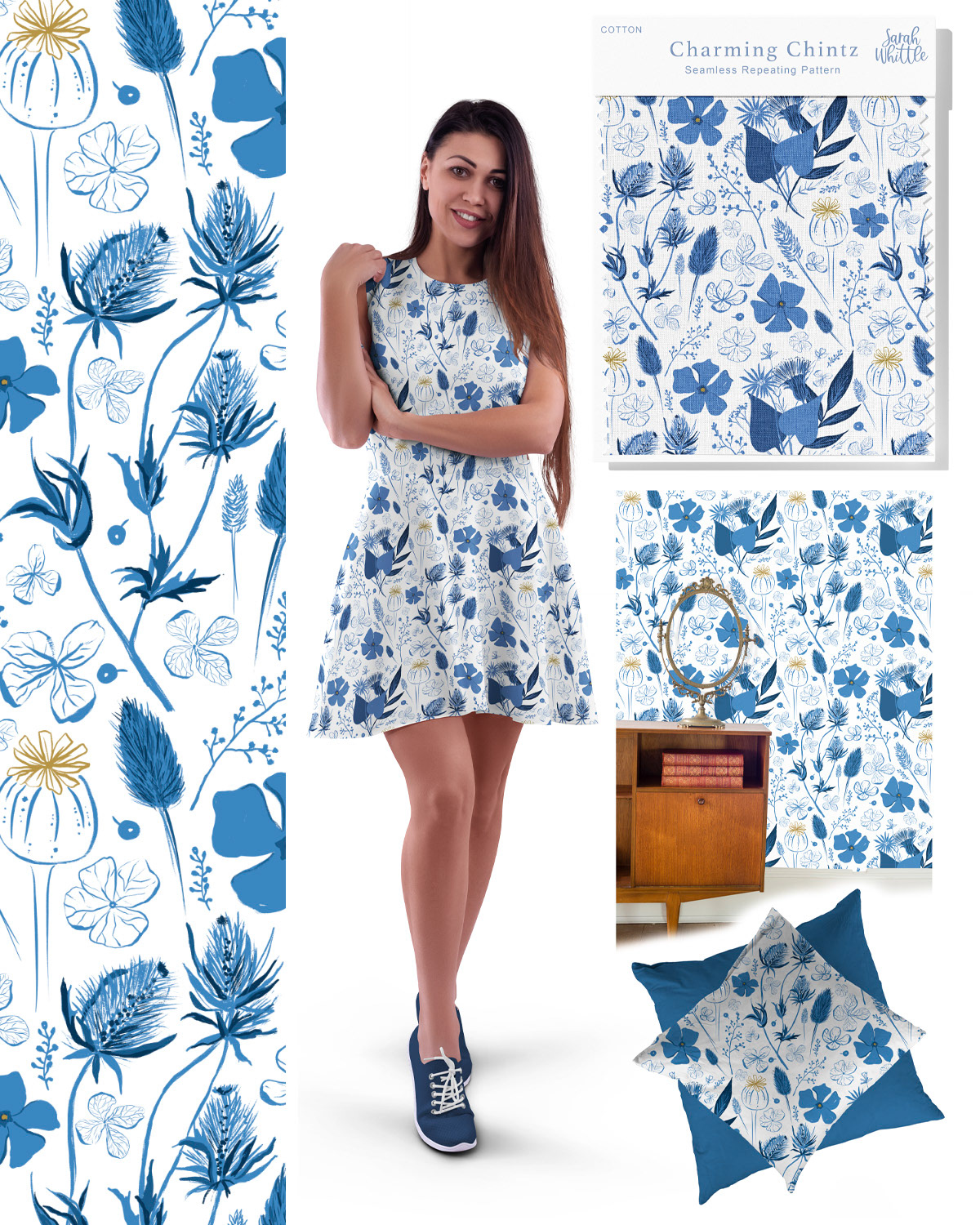 Charming Chintz - Sarah Whittle Surface Pattern Design Cornwall.