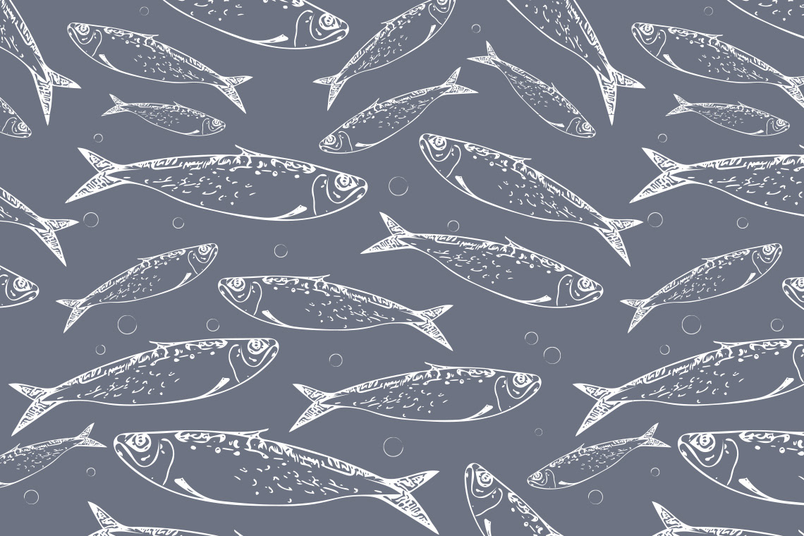 Mackerel Surface Pattern Design by Sarah Whittle Illustration, Cornwall