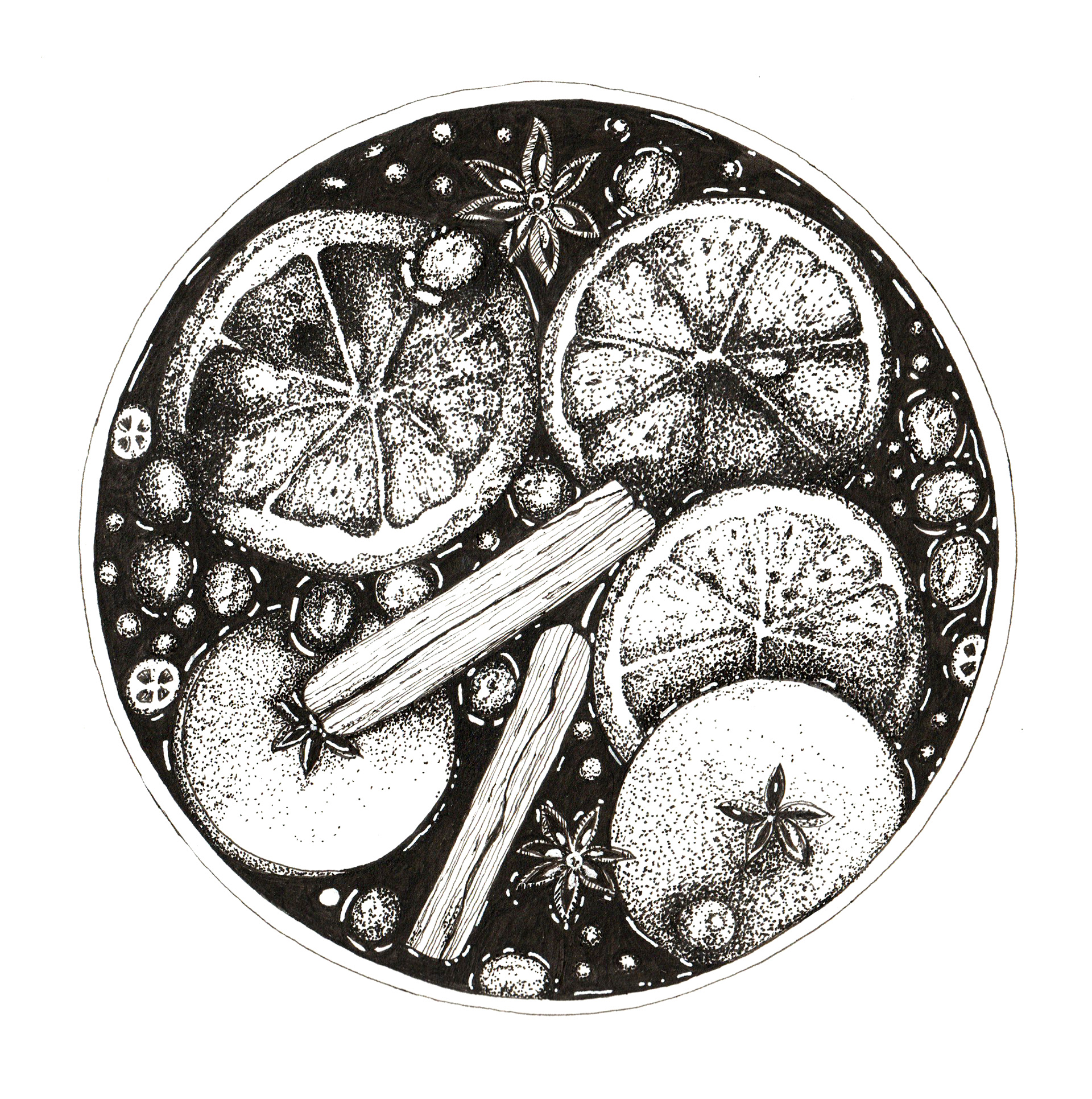 pen and ink food illustration, Sarah Whittle,  Cornwall, UK