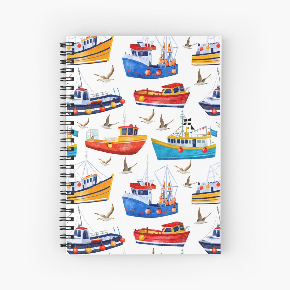 Cornish Fishing Boats Surface Pattern Design by Sarah Whittle Illustration, Cornwall