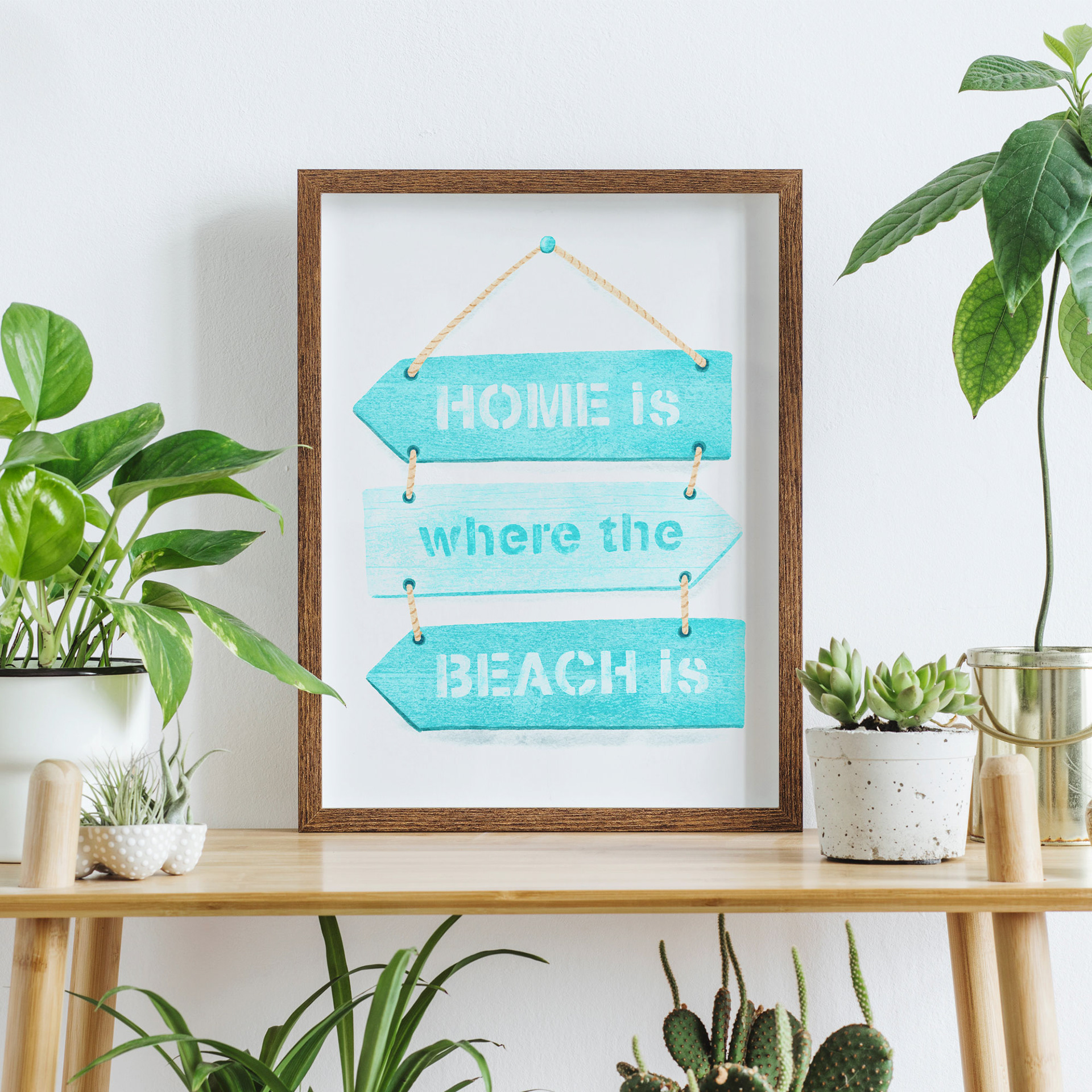 Home is where the beach is art print by Sarah Whittle Illustration, Cornwall