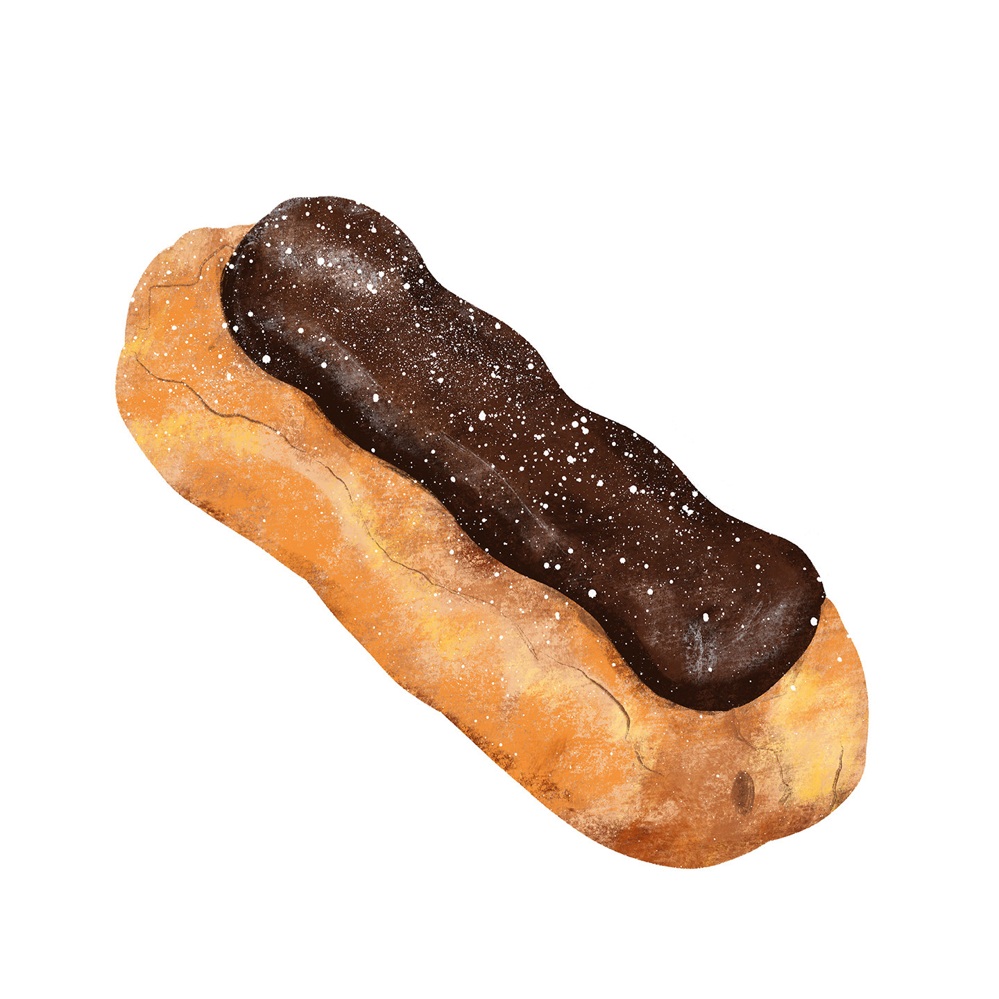 Chocolate Eclair illustration by Sarah Whittle, Cornwall.