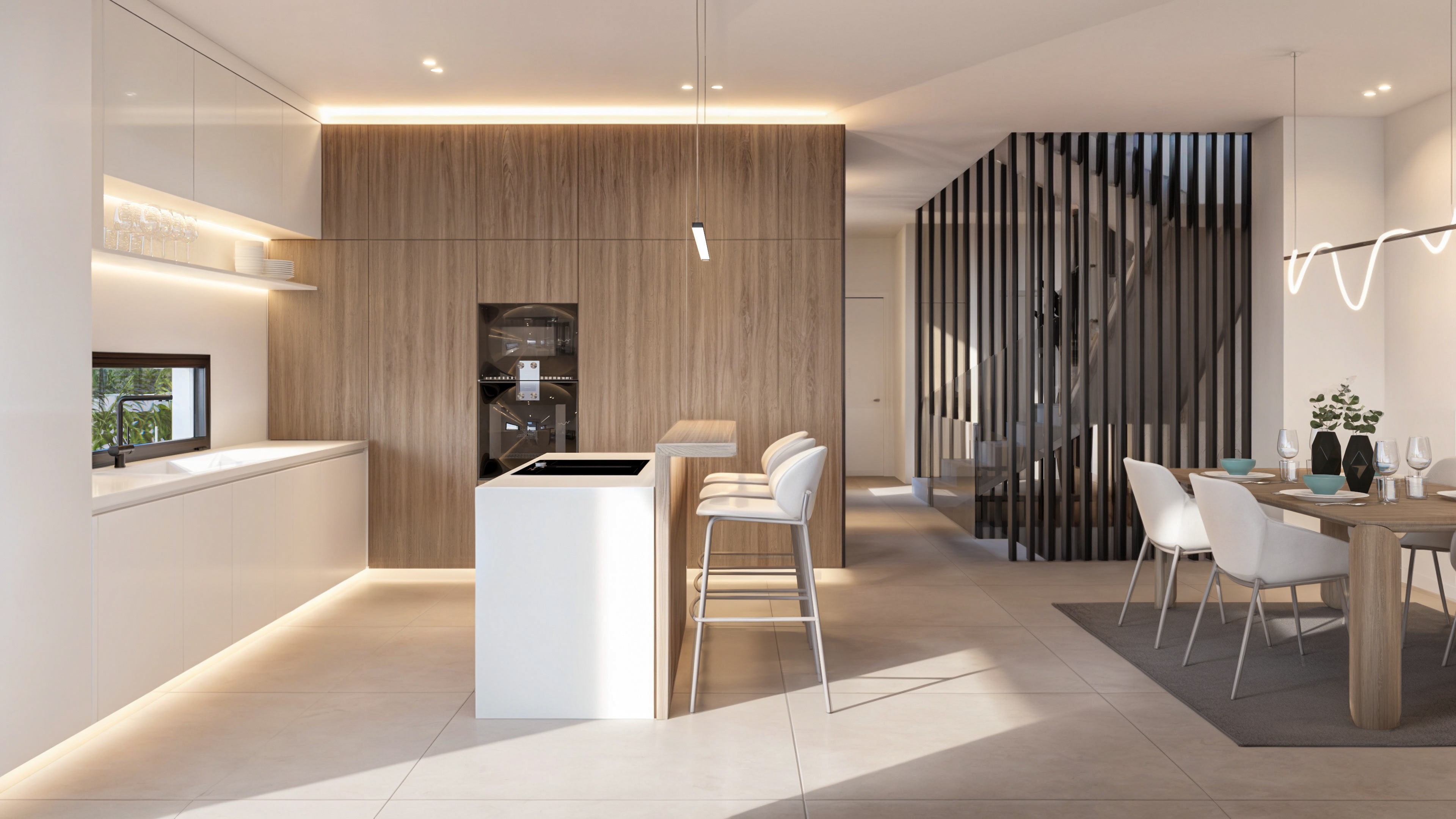 kitchen and dining room