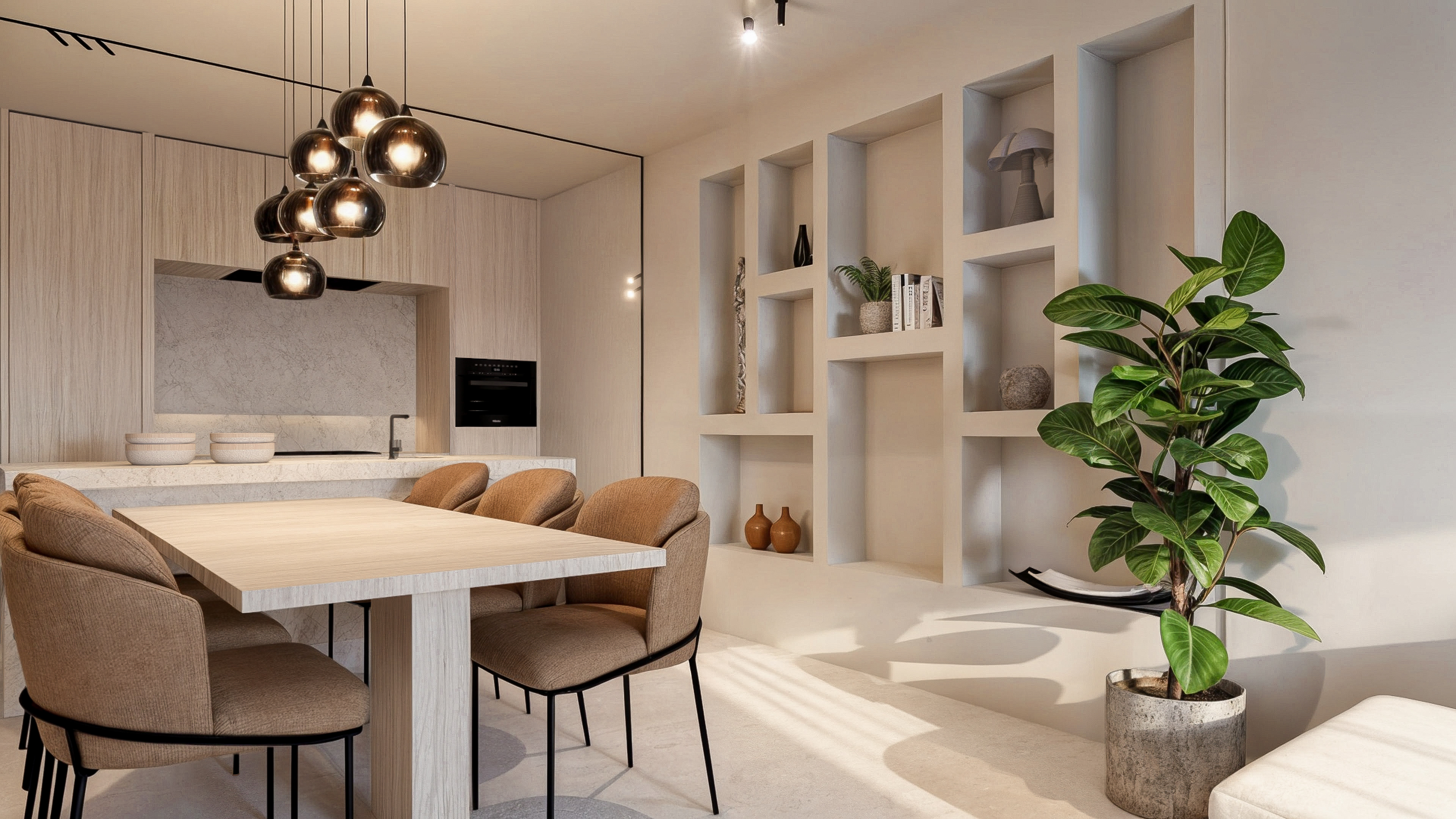kitchen and dining