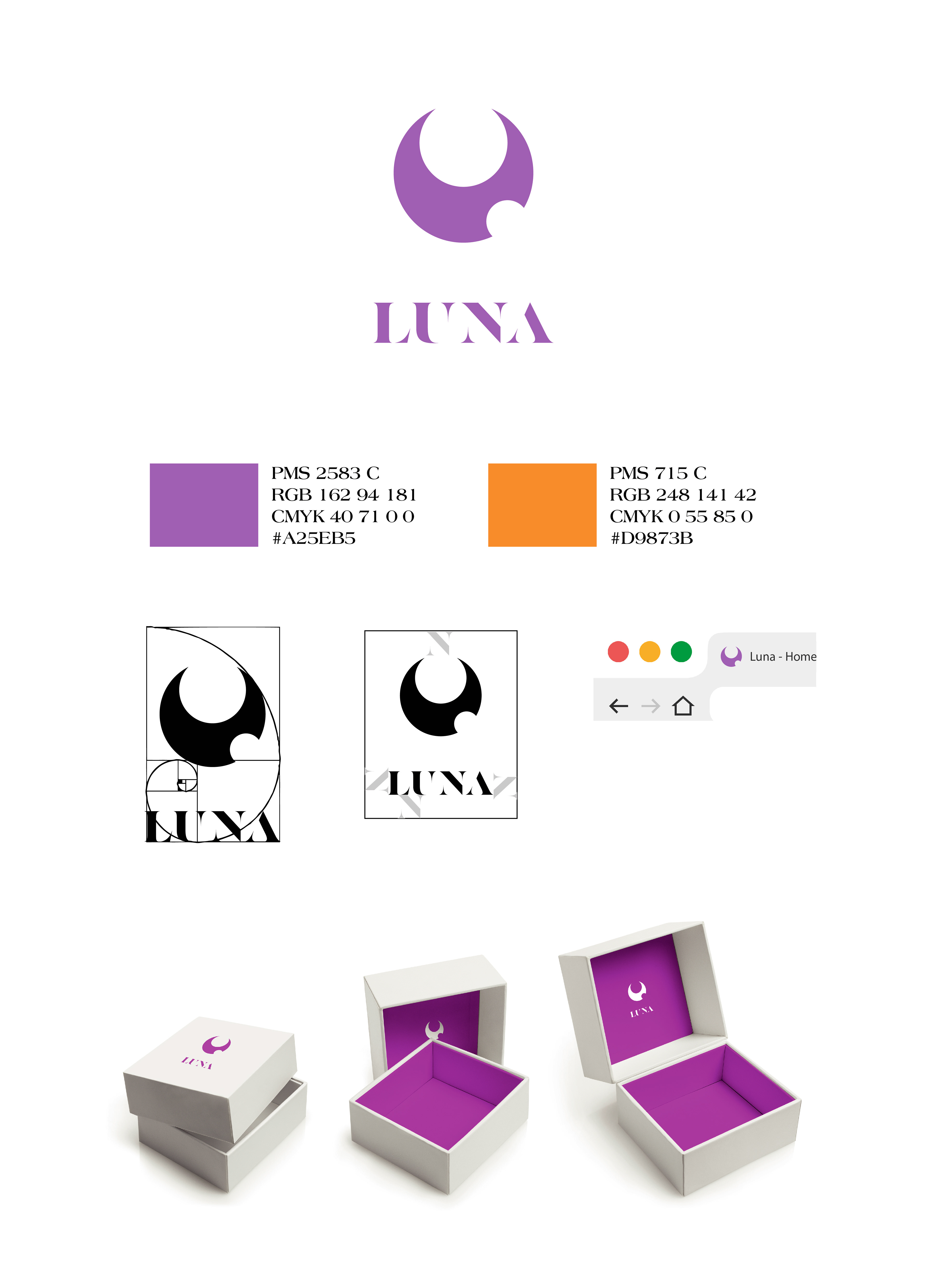 Luna logo and package design
