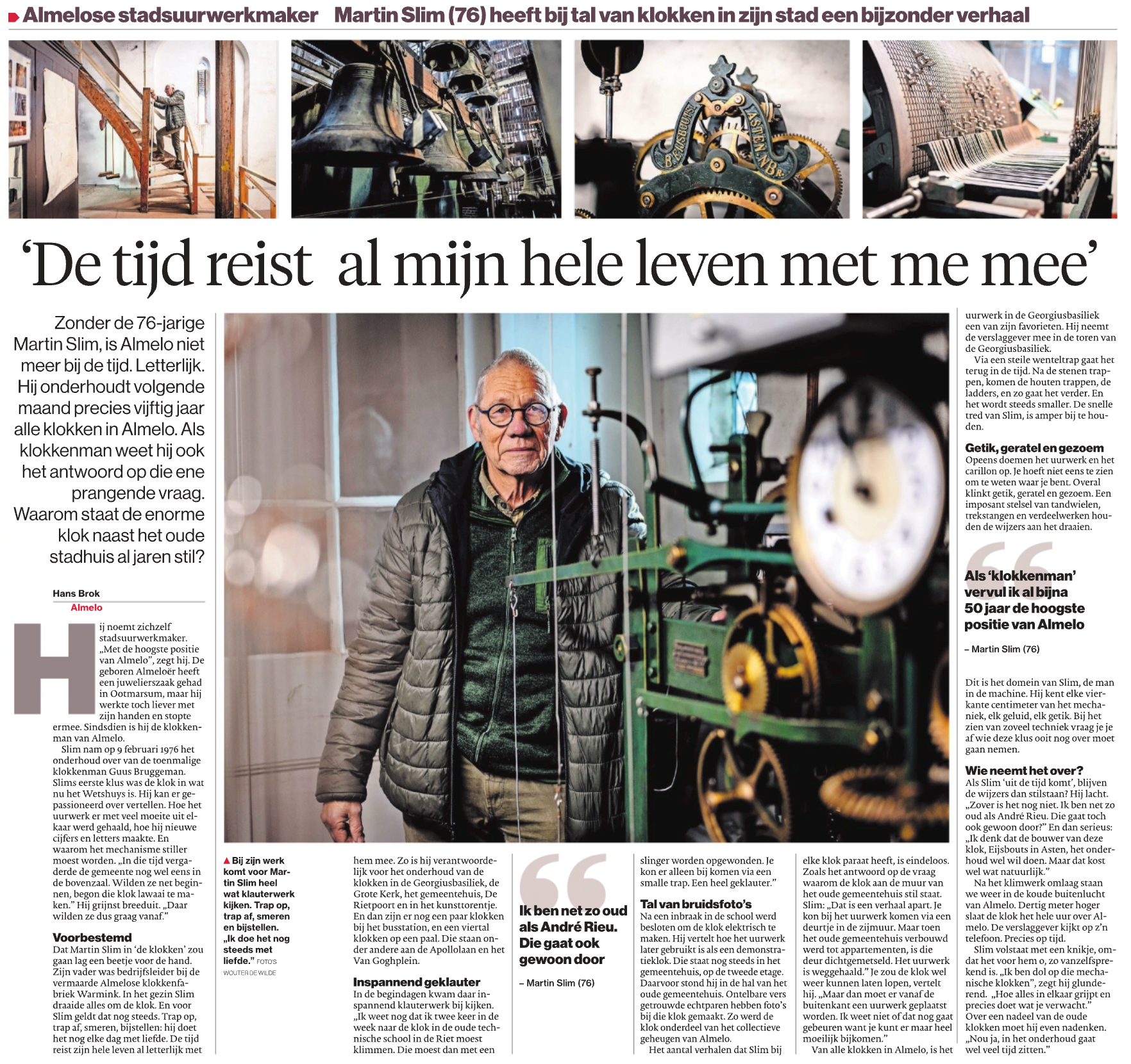 Fotoreportage stadsuurwerkmaker Martin Slim. I.o.v. TC Tubantia