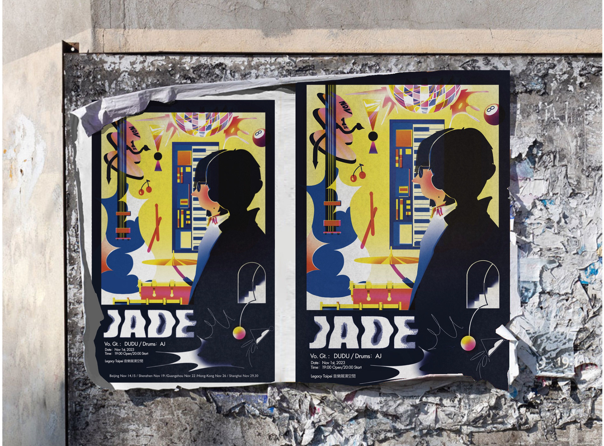 Riso poster for Taipei band "JADE"
