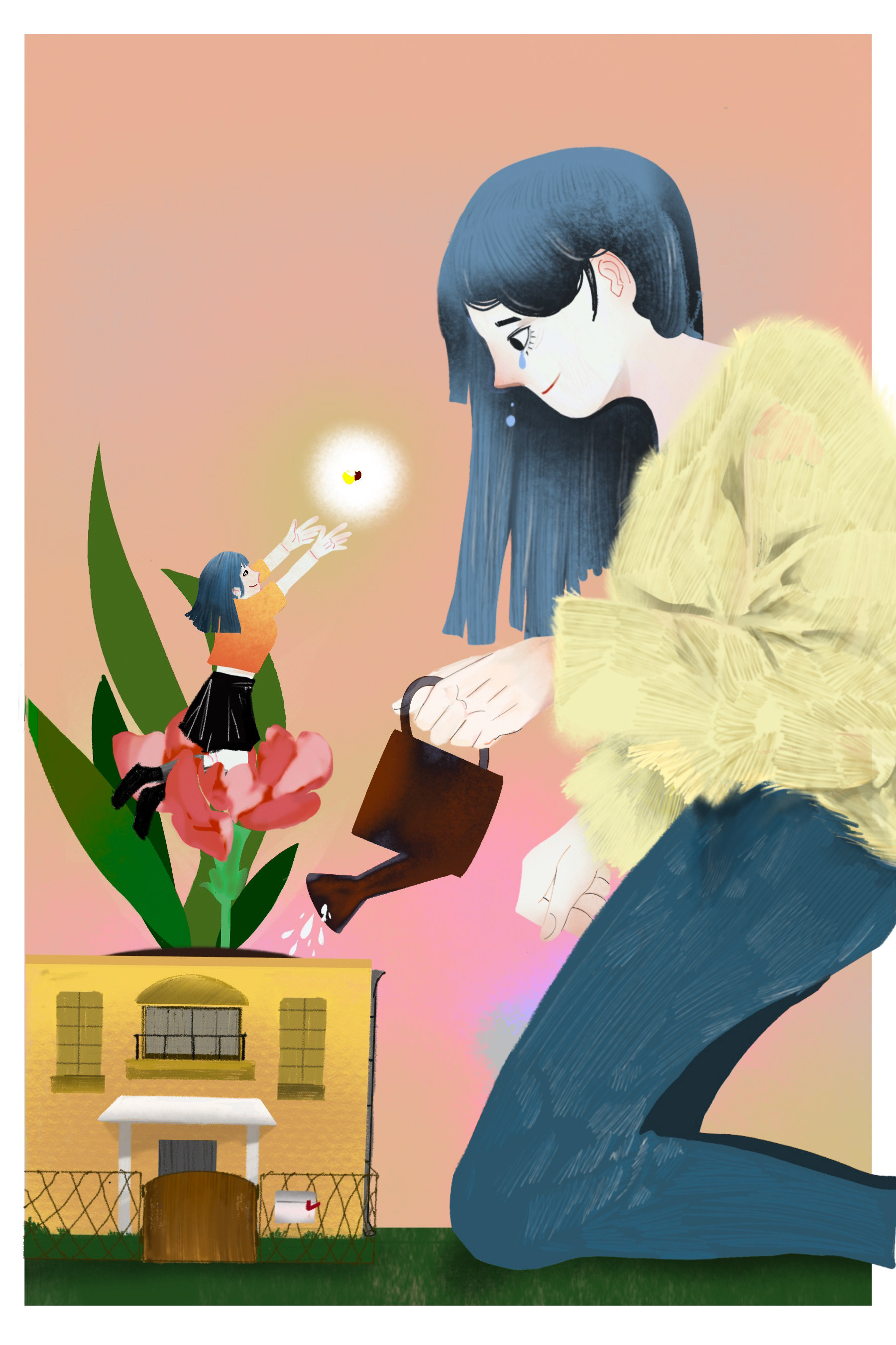 "How to confidently help your Gen Z daughter thrive", editorial illustration, 2022