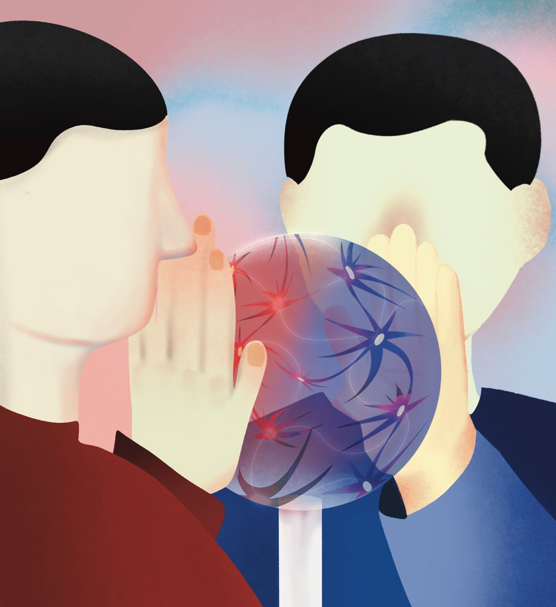 "Brain switch labels experiences as good or bad", editorial illustration, 2022