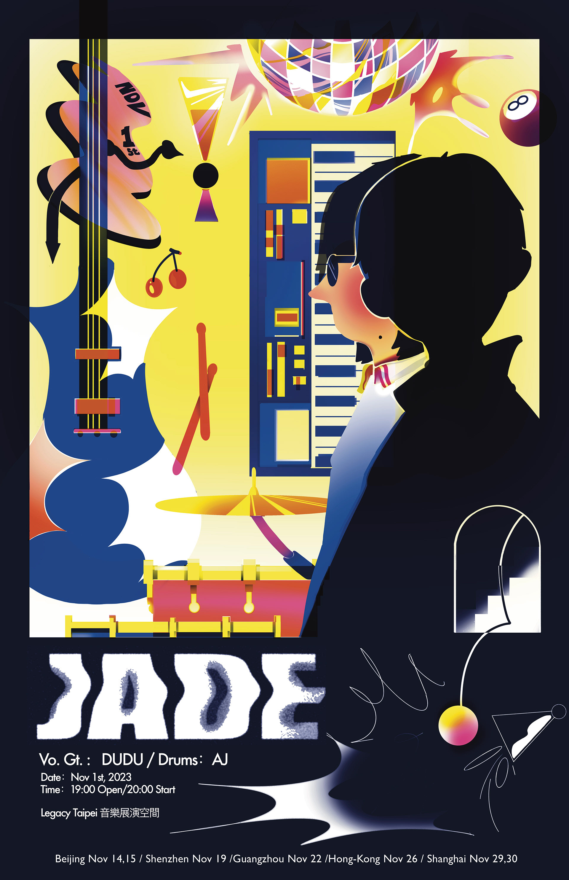 Riso poster for Taipei band "JADE"